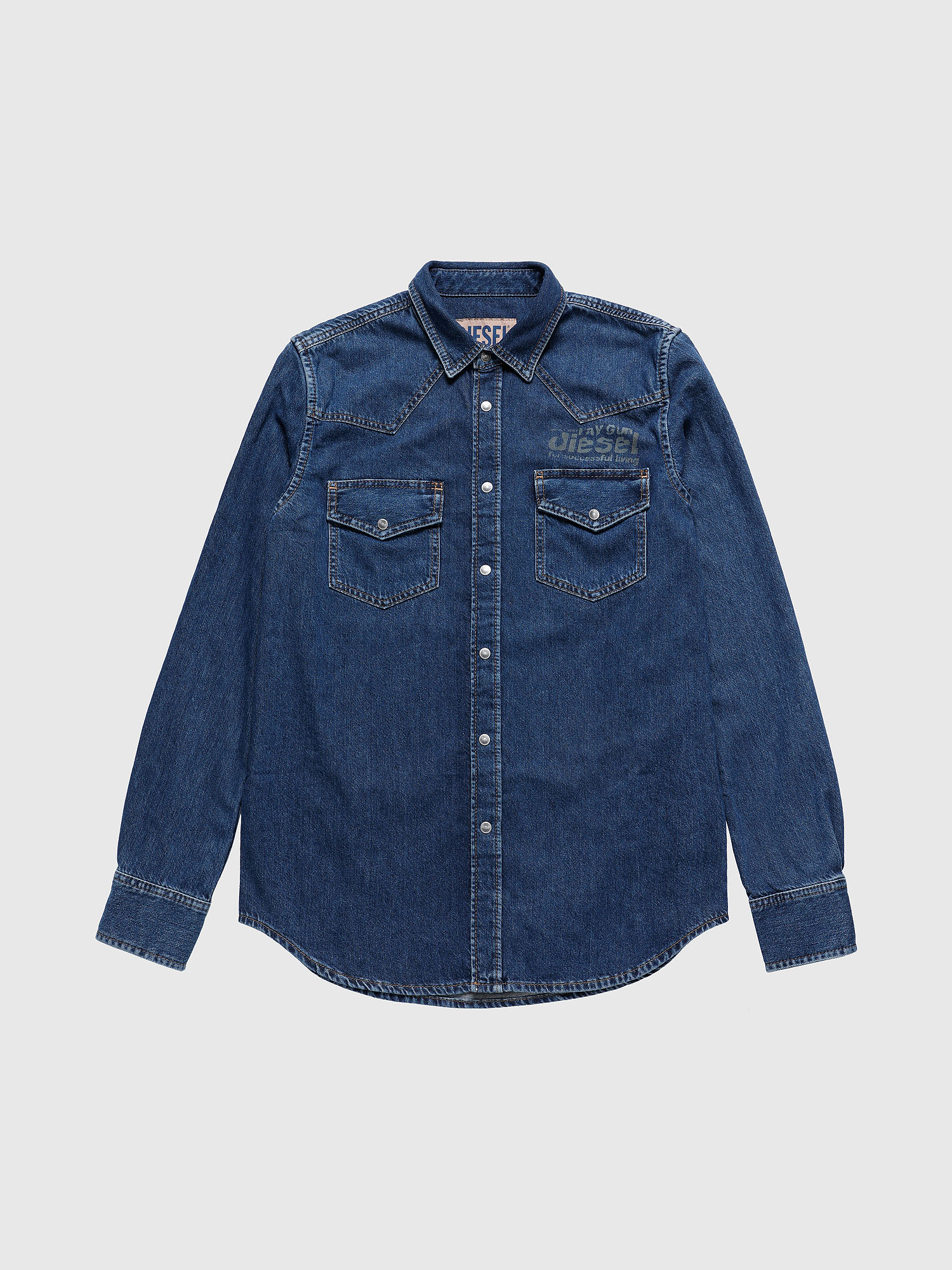 US-D-EAST-P, Medium blue Diesel - US-D-EAST-P, Medium blue - Denim Shirts - Image 1