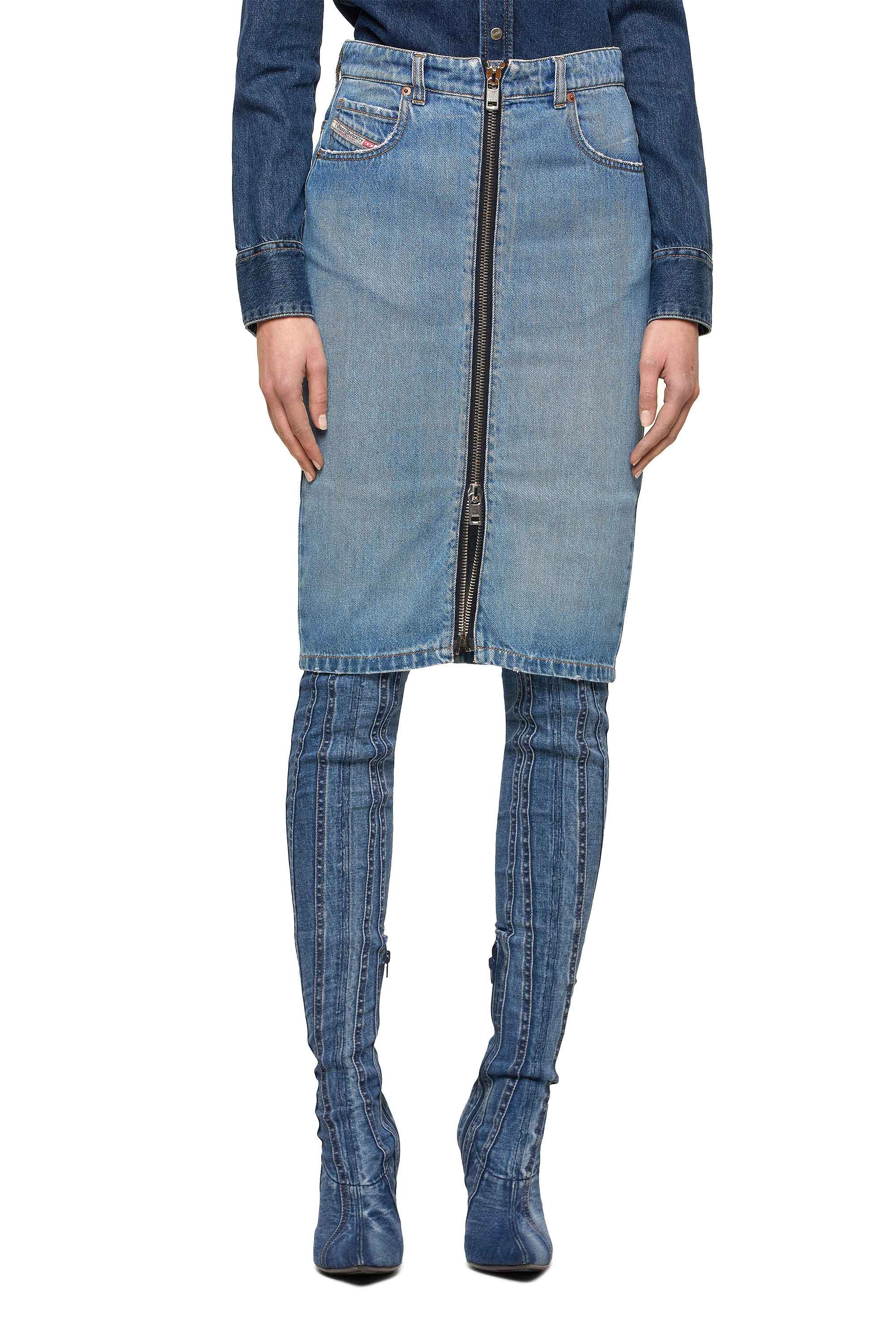 DE-PENCIL-ZIP, Light Blue Diesel - DE-PENCIL-ZIP, Light Blue - Skirts - Image 1
