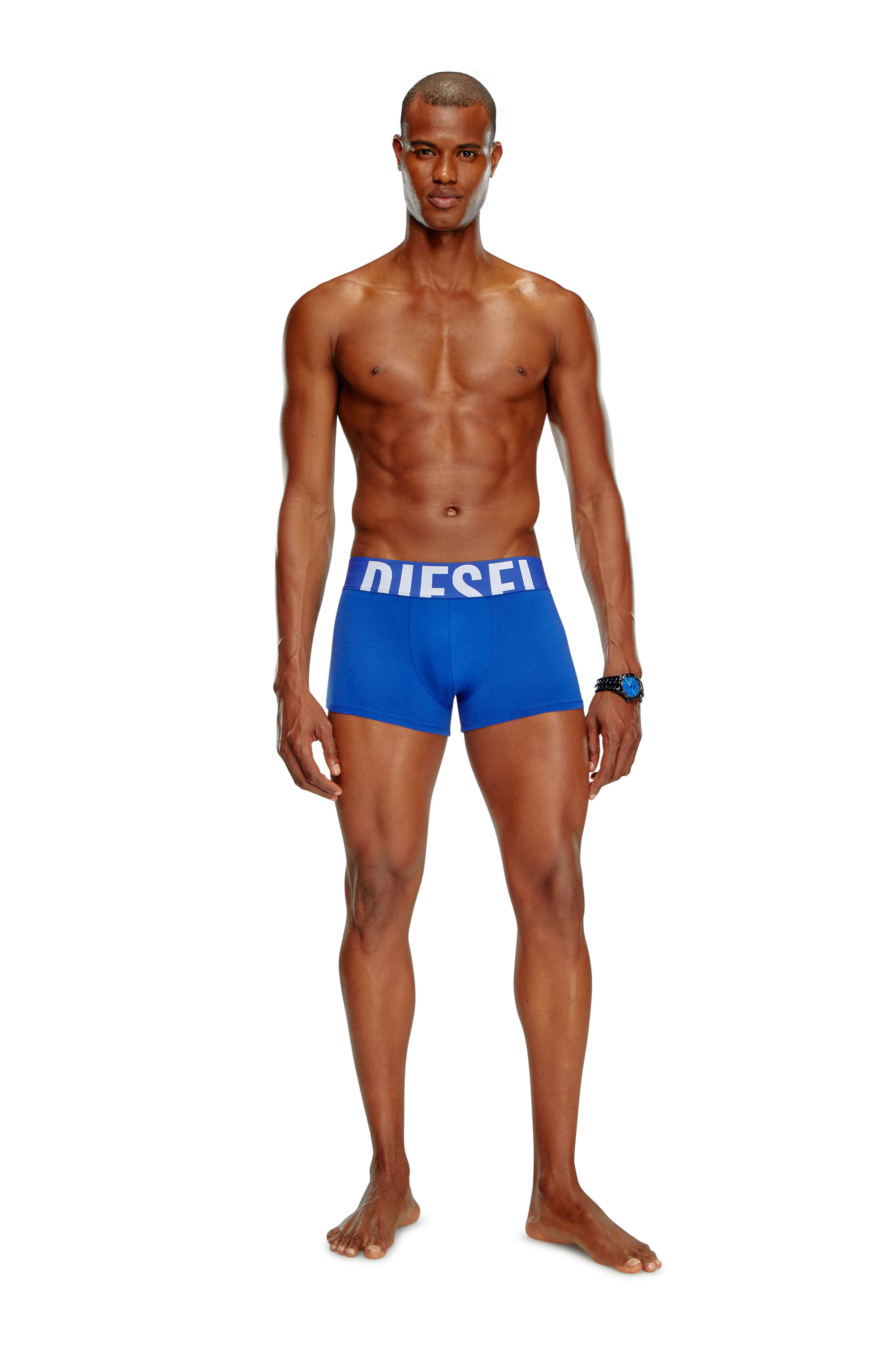 Diesel - UMBX-DAMIENTHREEPACK-5.5EL, Man's 3-pack of boxer briefs with cut-off logo in White/Blue - 4