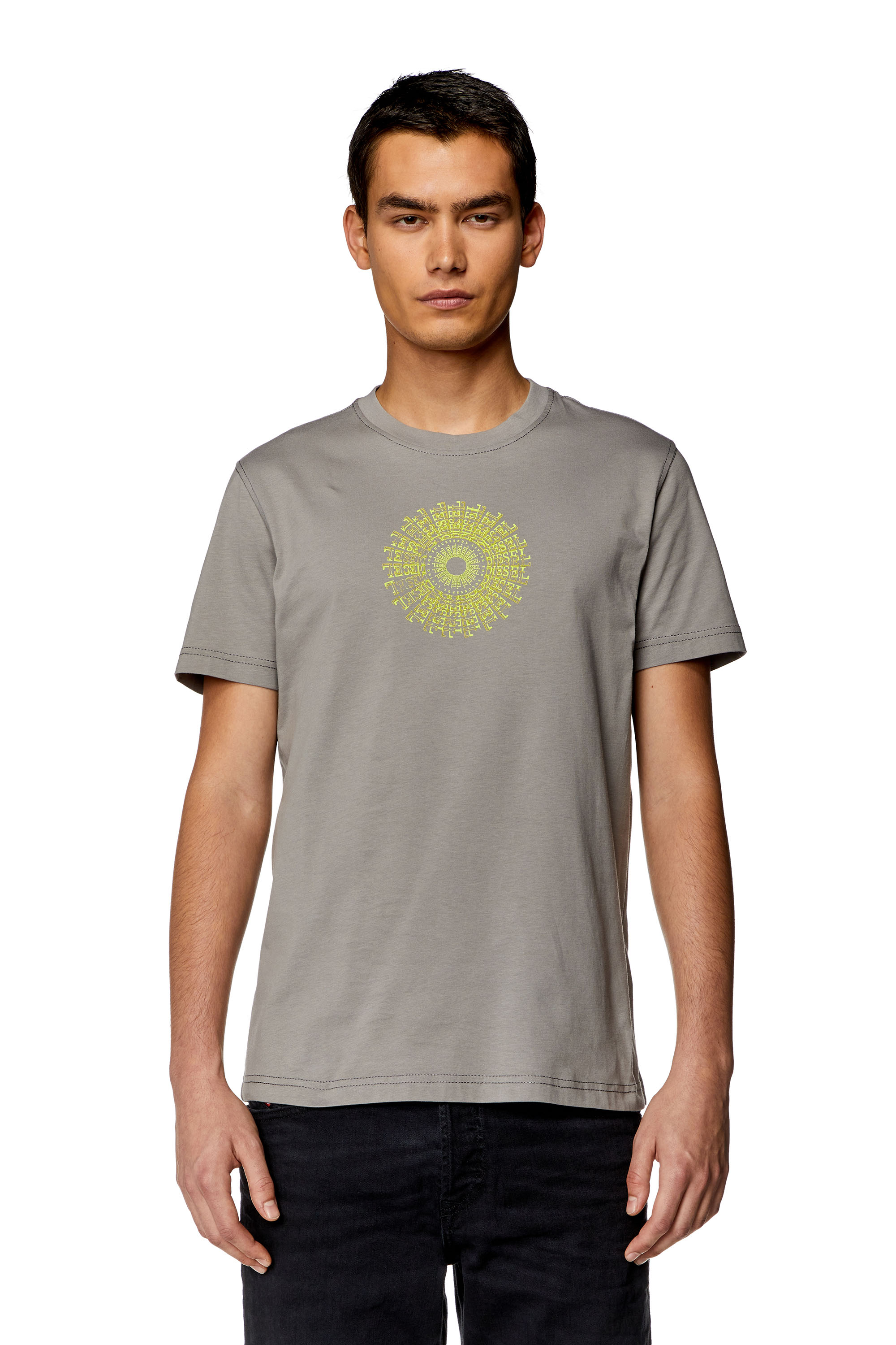 Diesel - T-DIEGOR-K71, Man's T-shirt with vortex Diesel print in Grey - 2