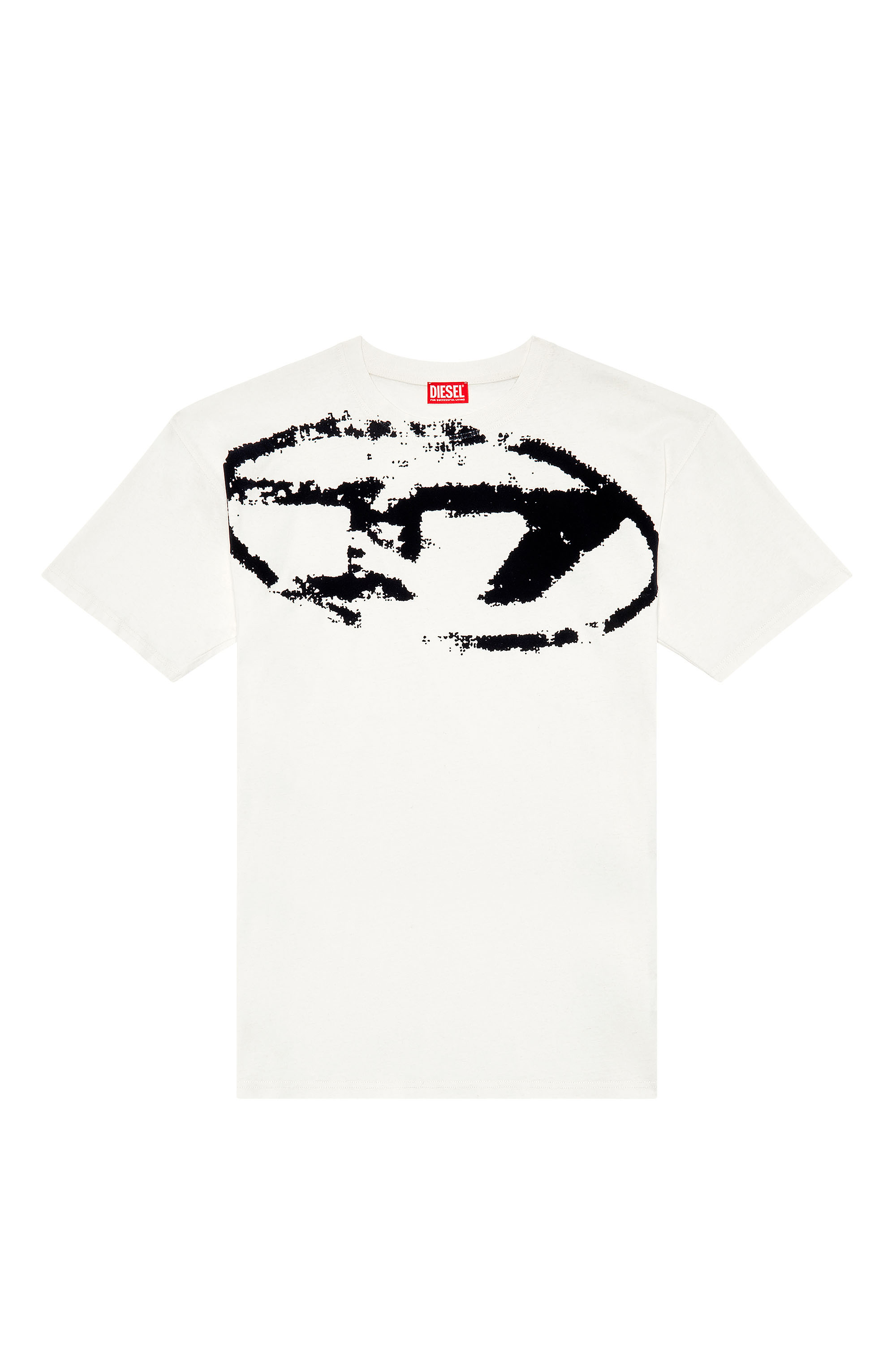Diesel - T-BOXT-N14, Man's T-shirt with distressed flocked logo in White - 2