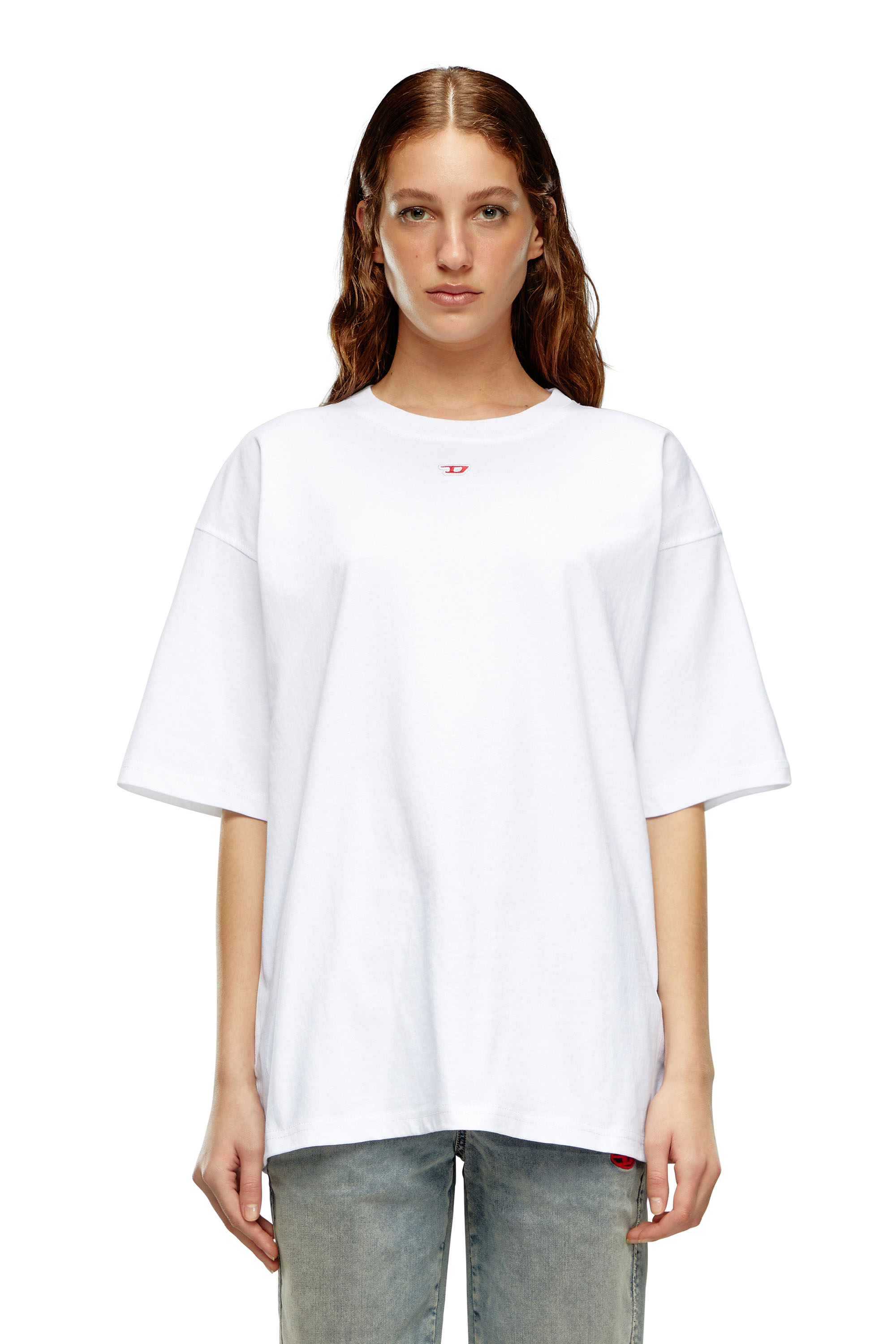 Women's T-shirt with embroidered D patch | White | Diesel