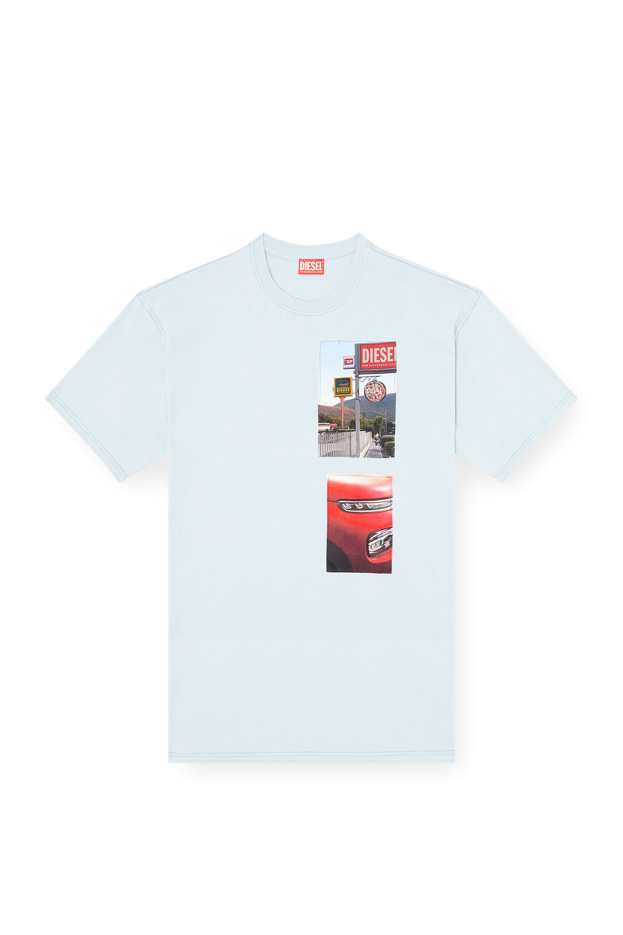 Diesel - T-BOXT-T3, Man's T-shirt with logo photo patches in Light Blue - 4