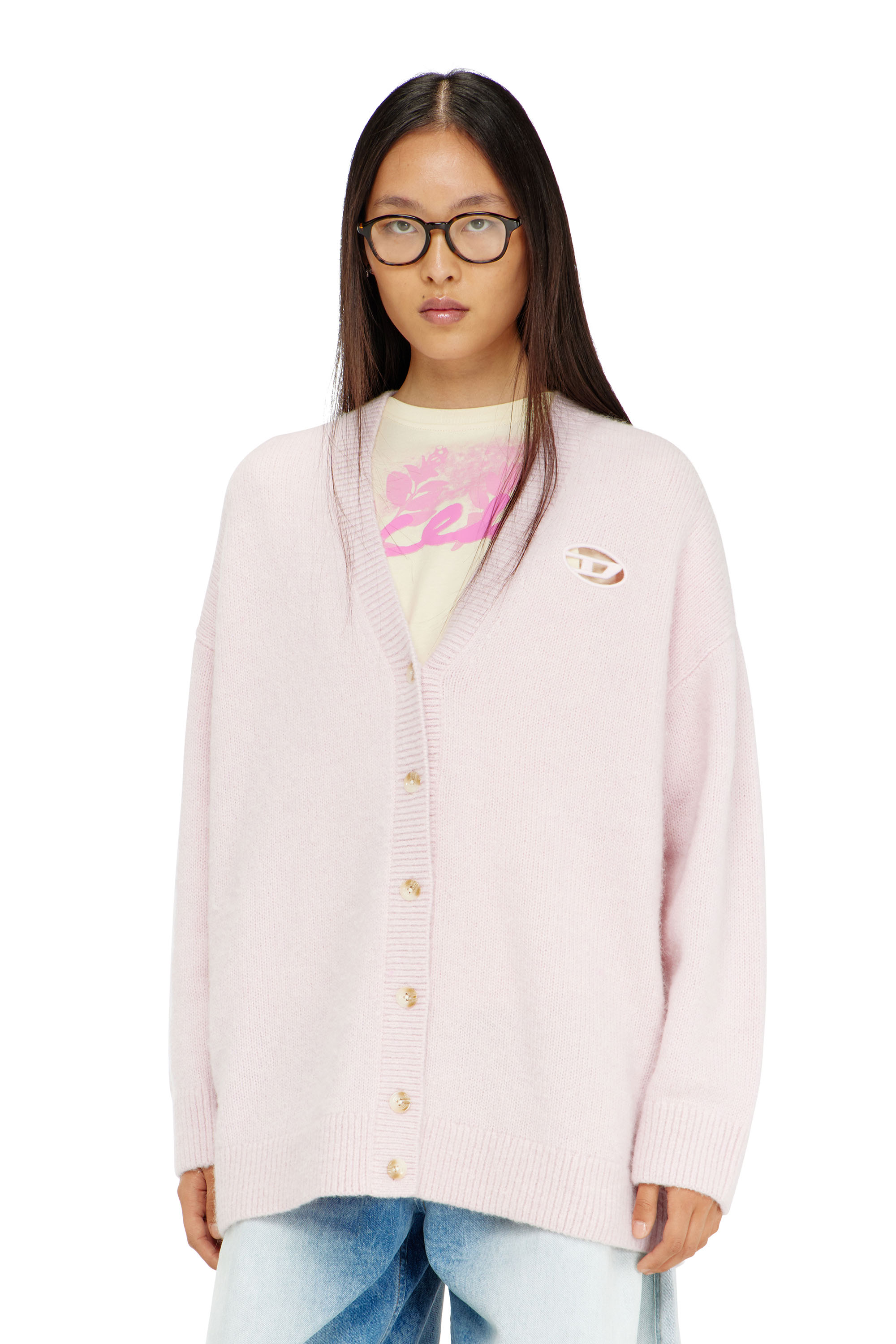 Diesel - M-AREELA, Woman's Cardigan in wool and alpaca blend in Face Powder - 1
