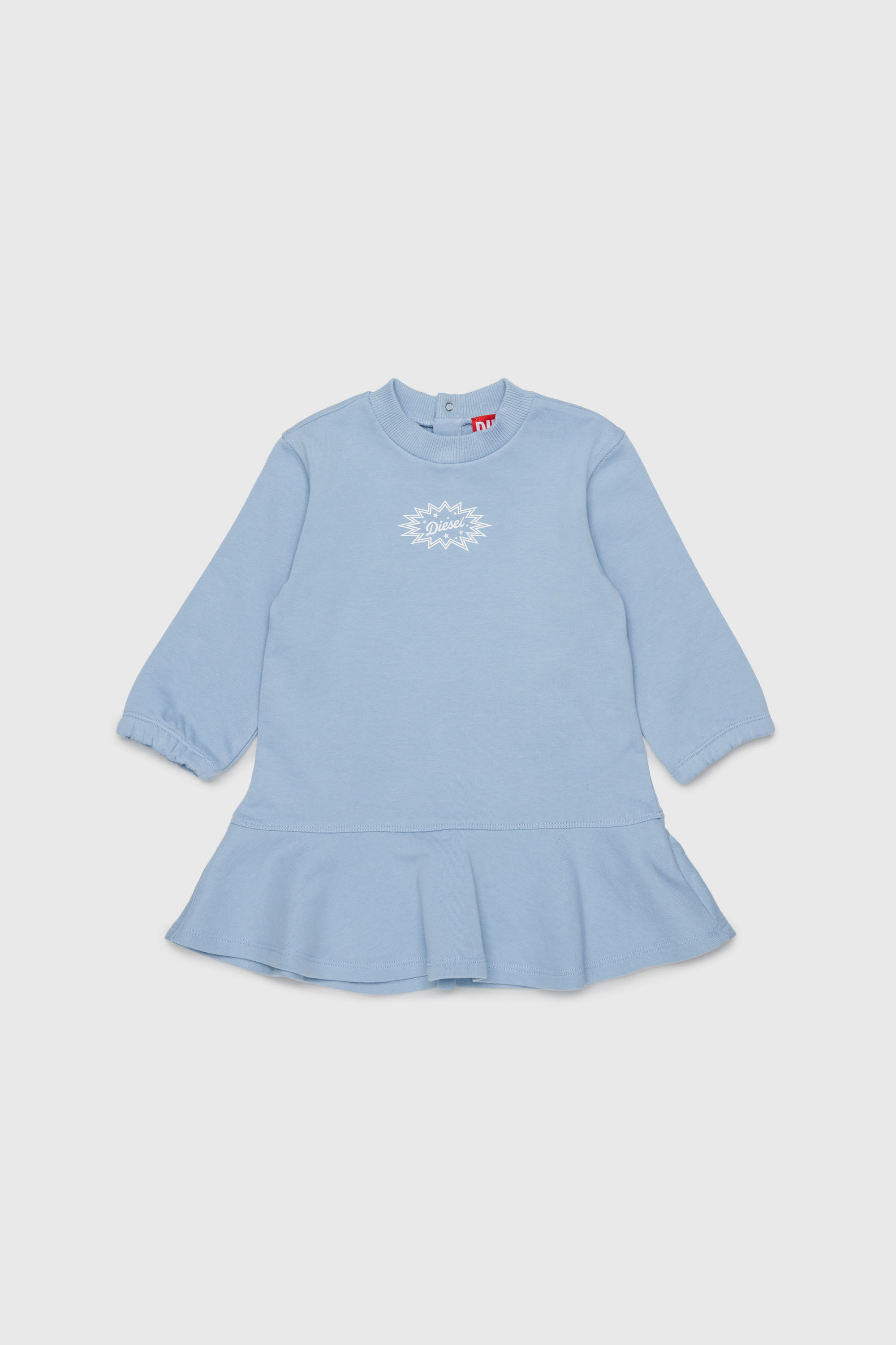 Diesel - DFUMB, Woman's Sweatshirt dress with ruffled hem in Light Blue - 2