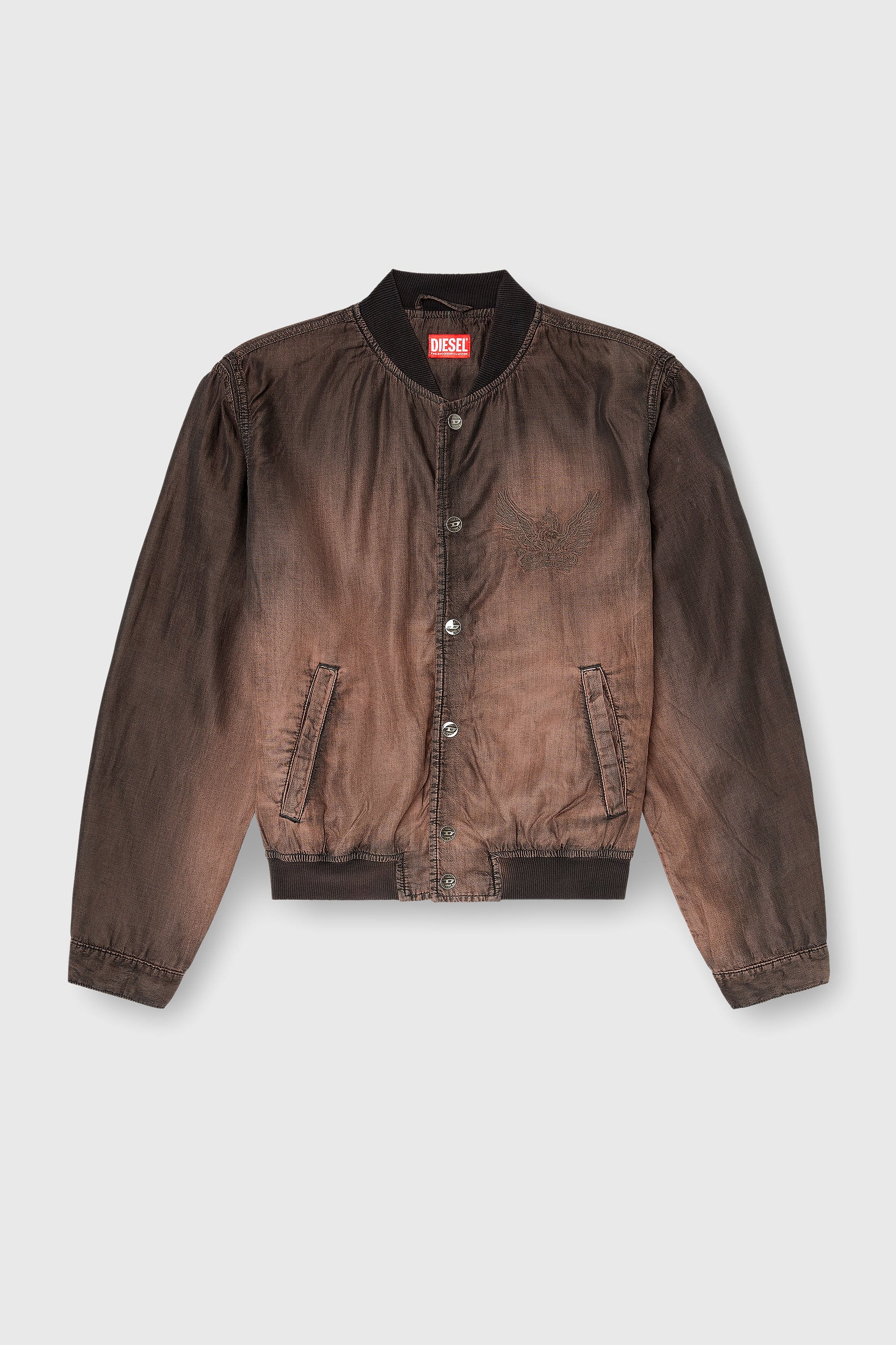 Diesel - D-BELMOR-S, Man's Bomber jacket in fluid coated denim in Brown - 2
