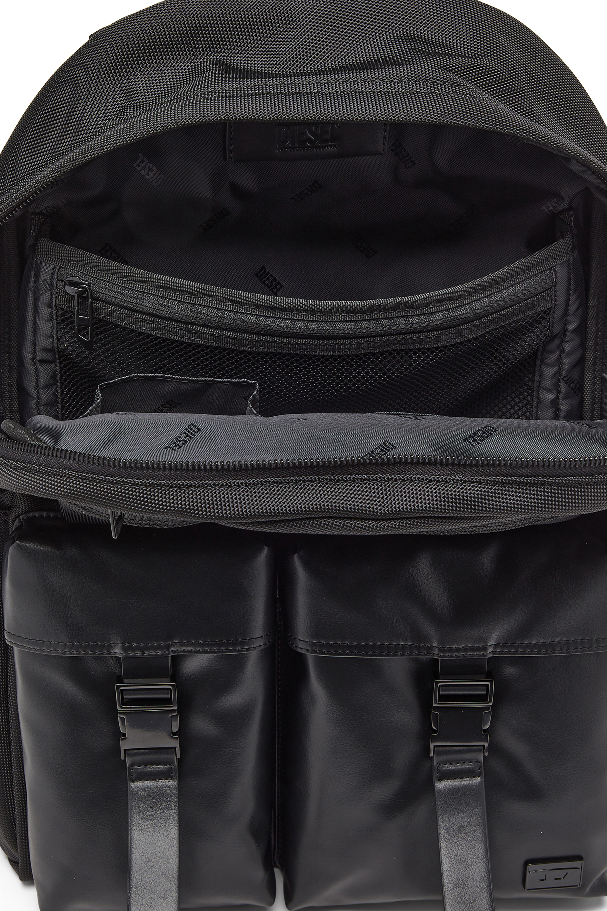 Diesel - MULTI-PKTS BACKPACK X, Unisex's Multi-Pkts - Backpack in nylon with front pockets in Black - 3