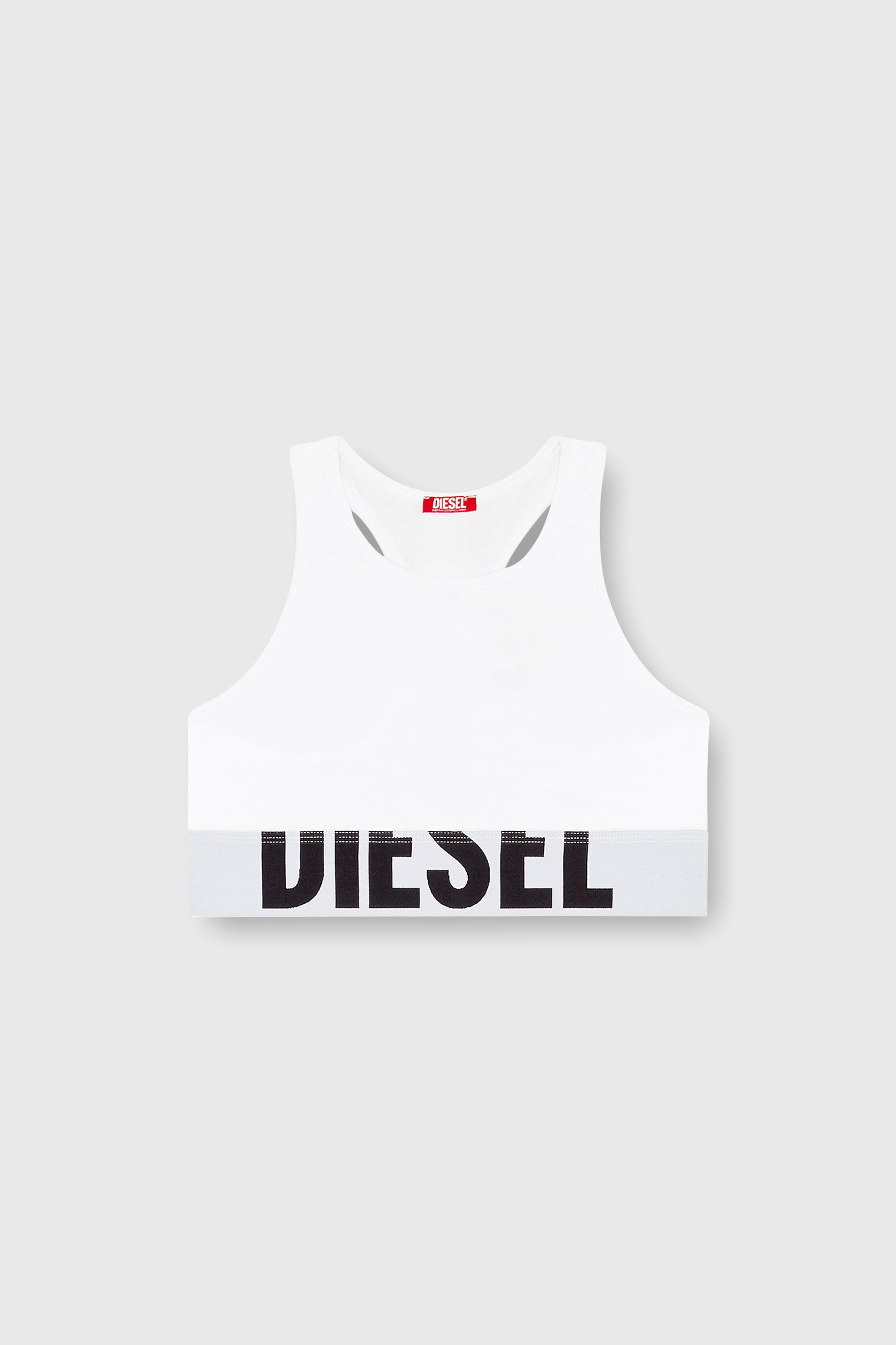 Diesel - UFSB-COTTON-RACE-BRALETTE-XL, Woman's Sports bra with cut-off logo in White - 2
