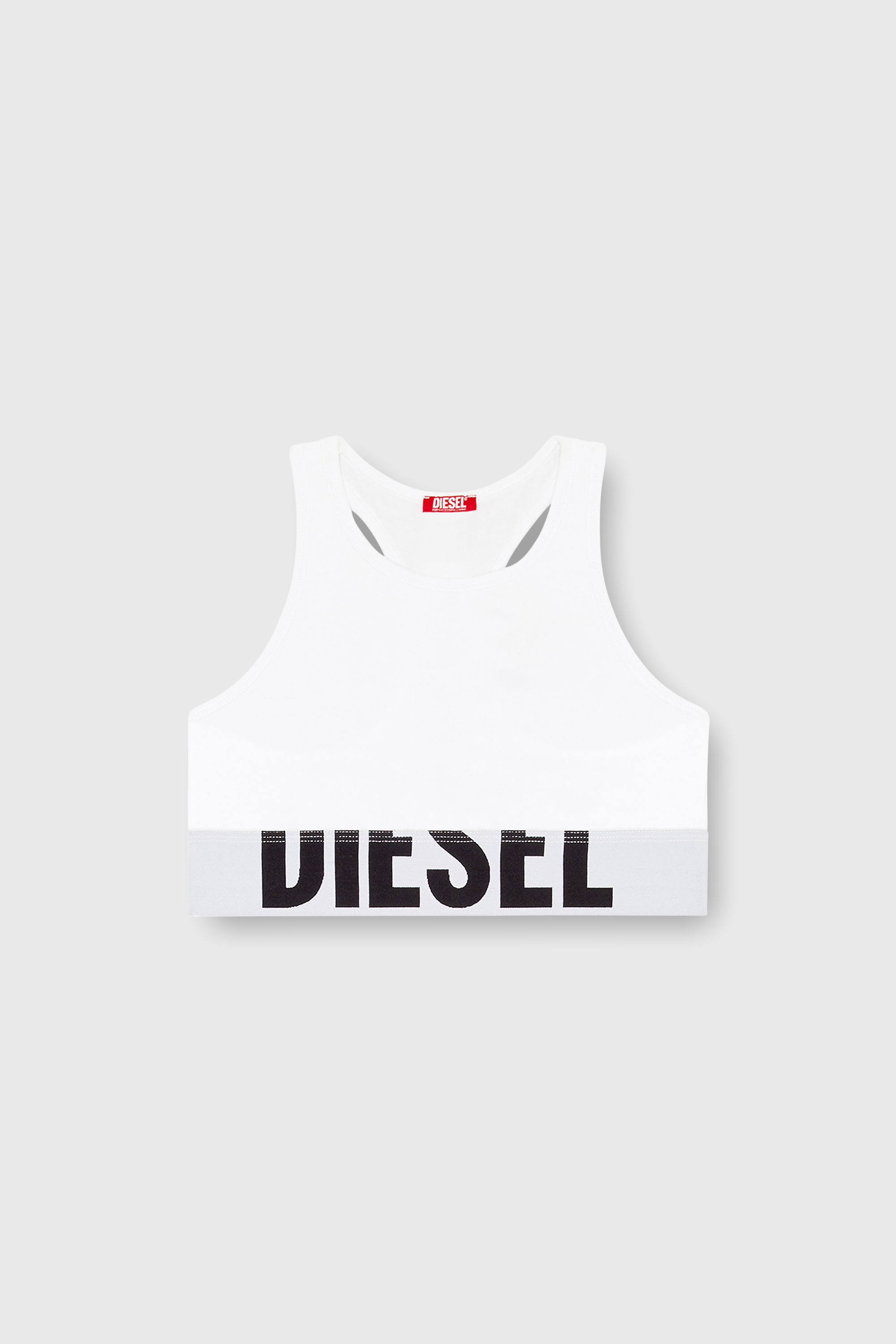 Diesel - UFSB-COTTON-RACE-BRALETTE-XL, Woman's Sports bra with cut-off logo in White - 2