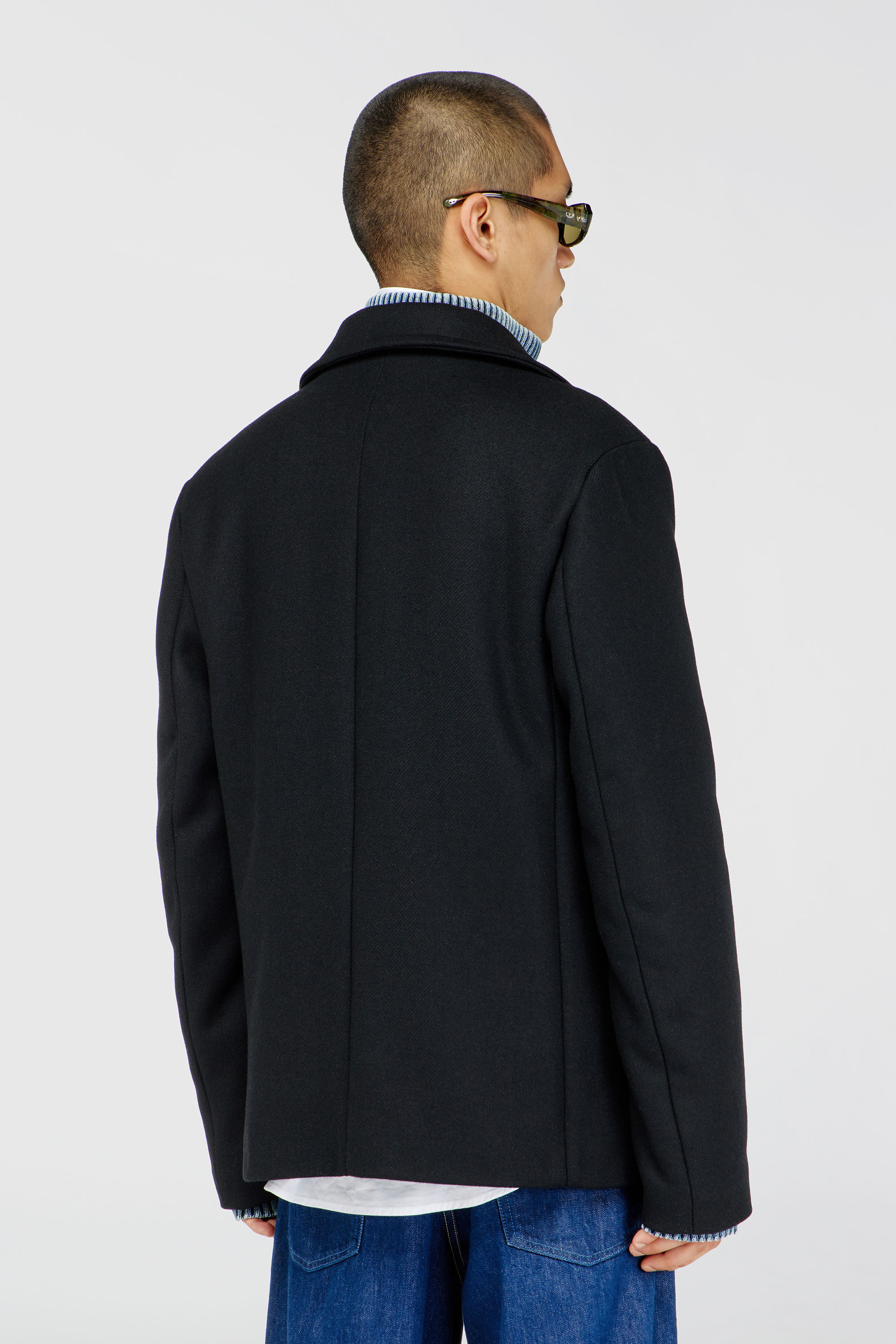 DIESEL　L　 ウール　ピーコート　ブラック　黒　ストレッチ Men's Peacoat in felted wool blend | Black | Diesel TR