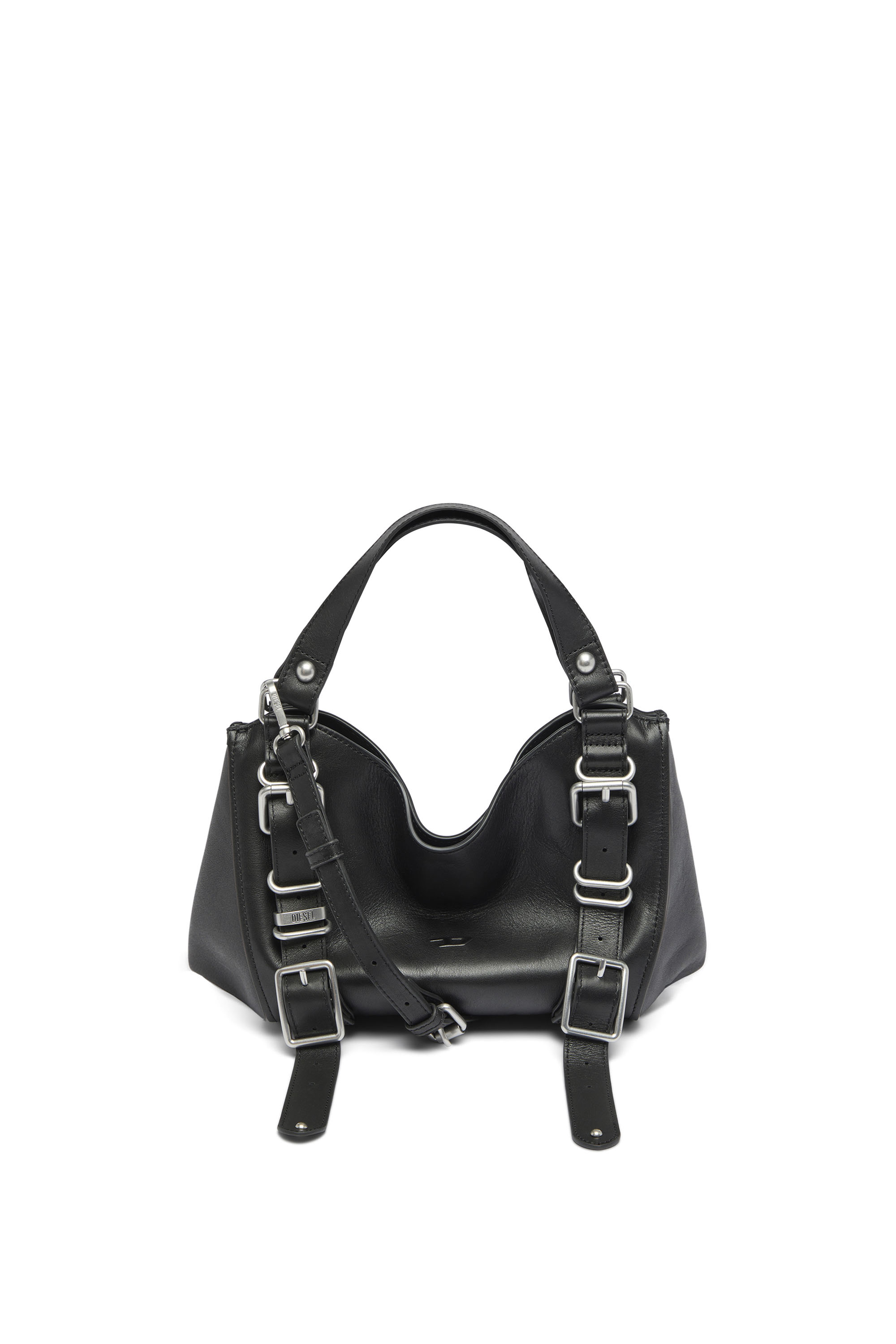 Diesel - D-ONE TOPHANDLE S, Woman's D-One-Small top-handle bag in treated leather in Black - 1