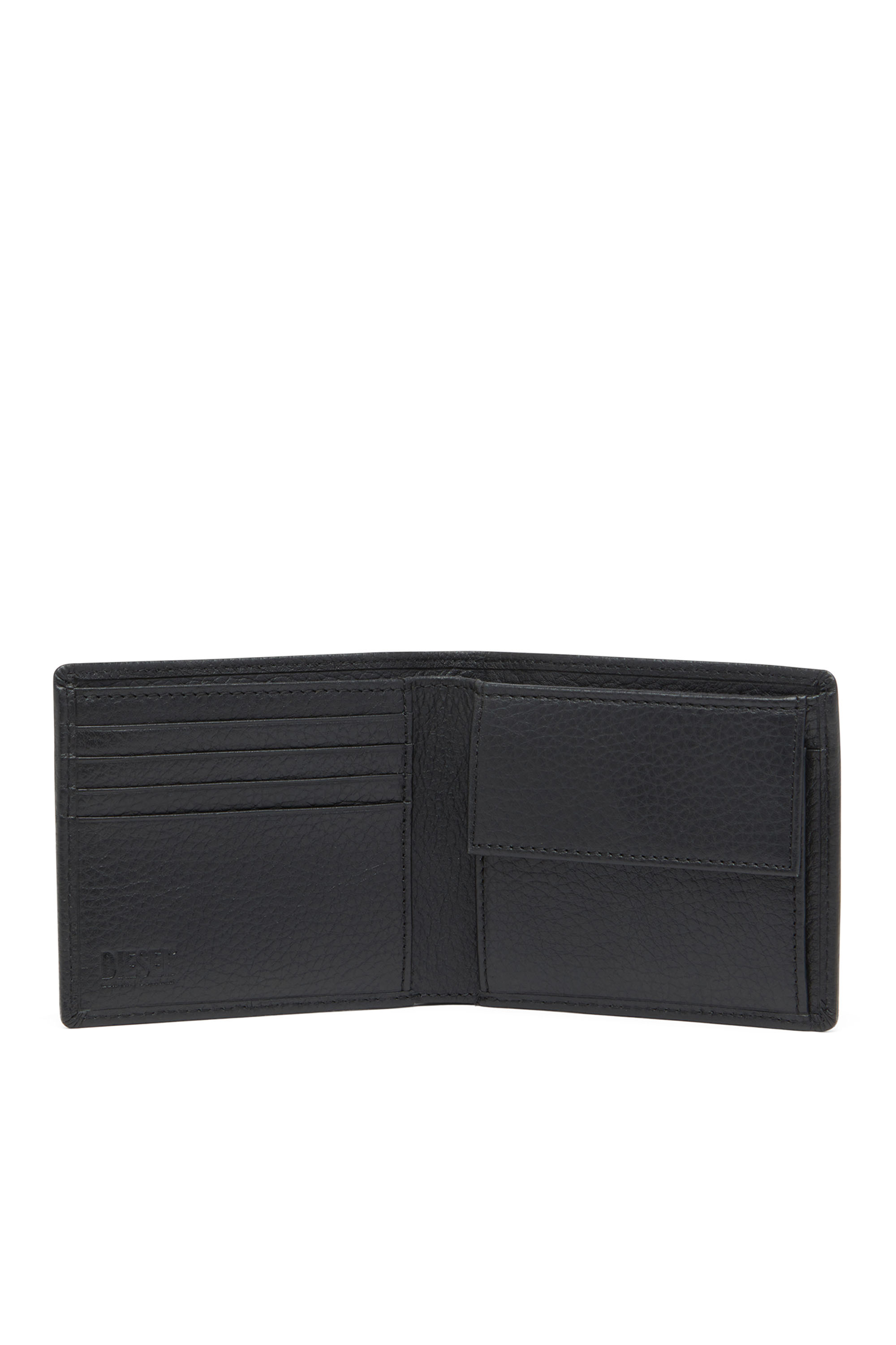 Diesel - BI FOLD COIN S, Man's Bi-fold wallet in grainy leather in Black - 4