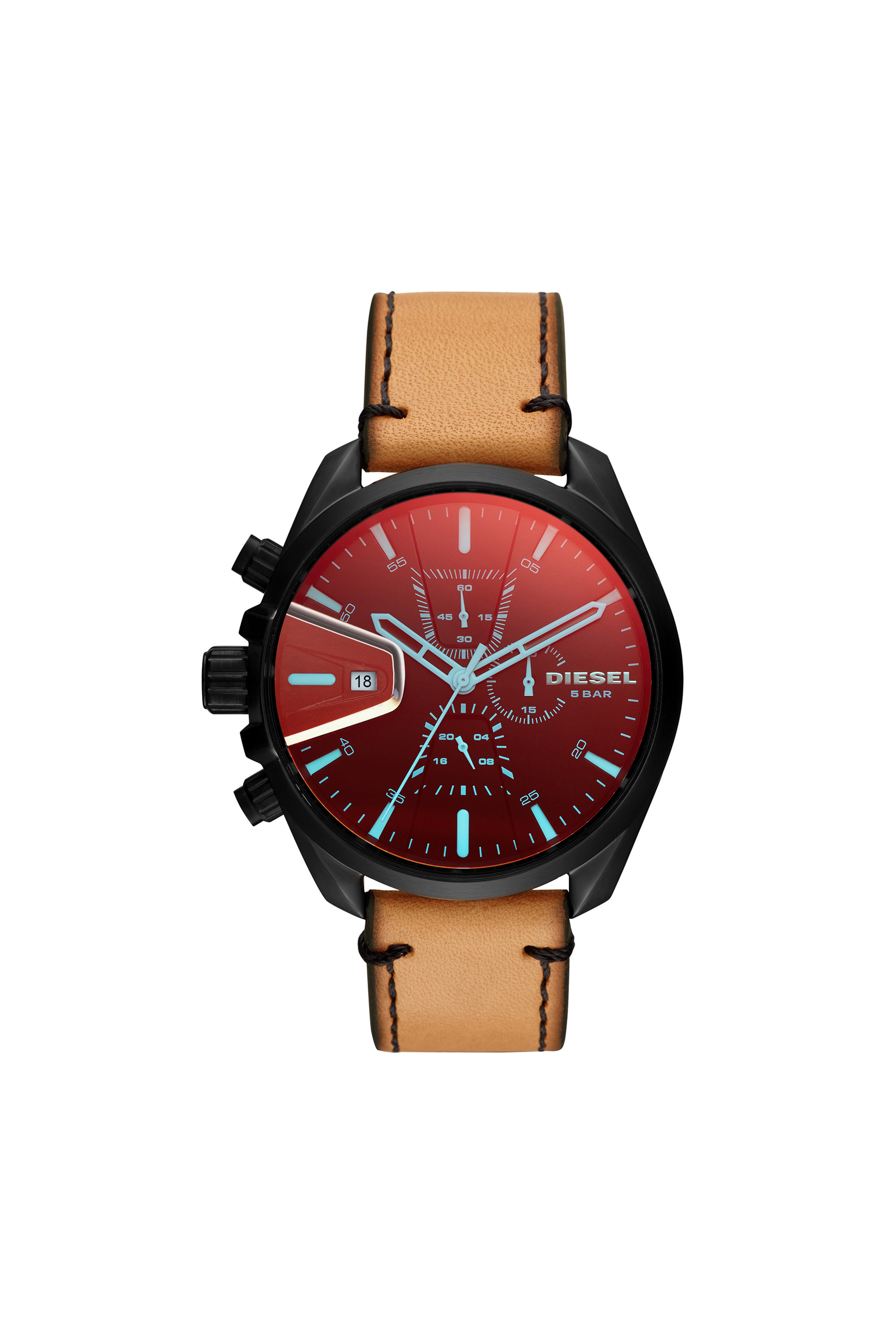 DZ4471 Man: MS9 Chrono leather watch with iridescent lens | Diesel