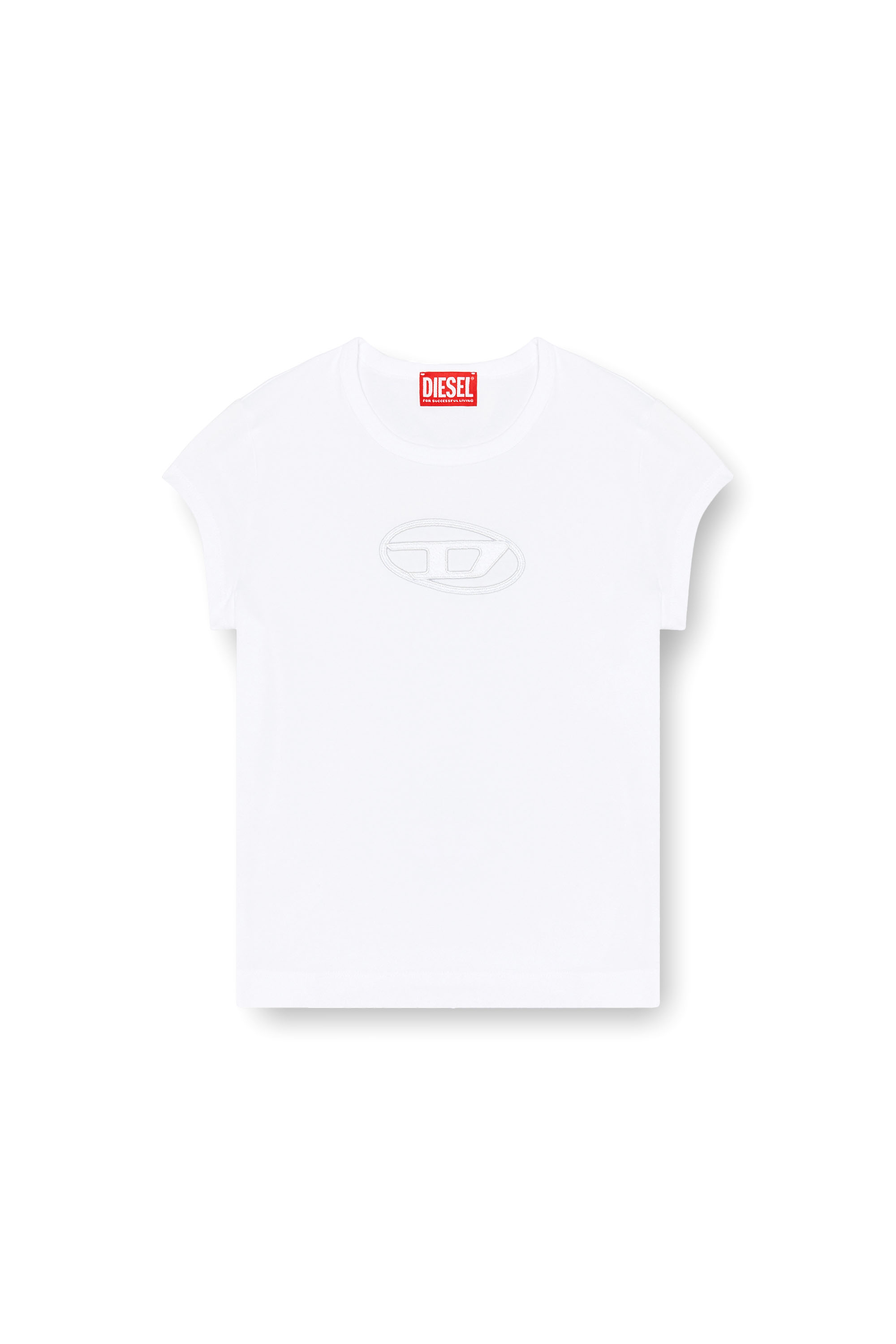 Diesel - T-ANGIE, Woman's T-shirt with peekaboo logo in White - 2