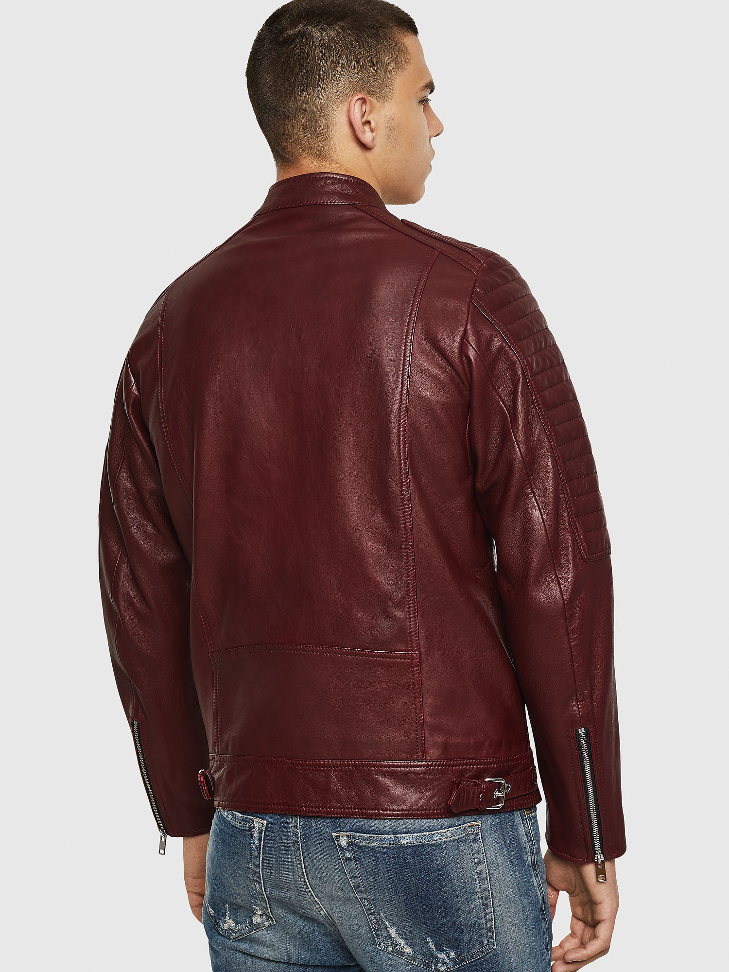L-SHIRO Men: Panelled leather biker jacket | Diesel