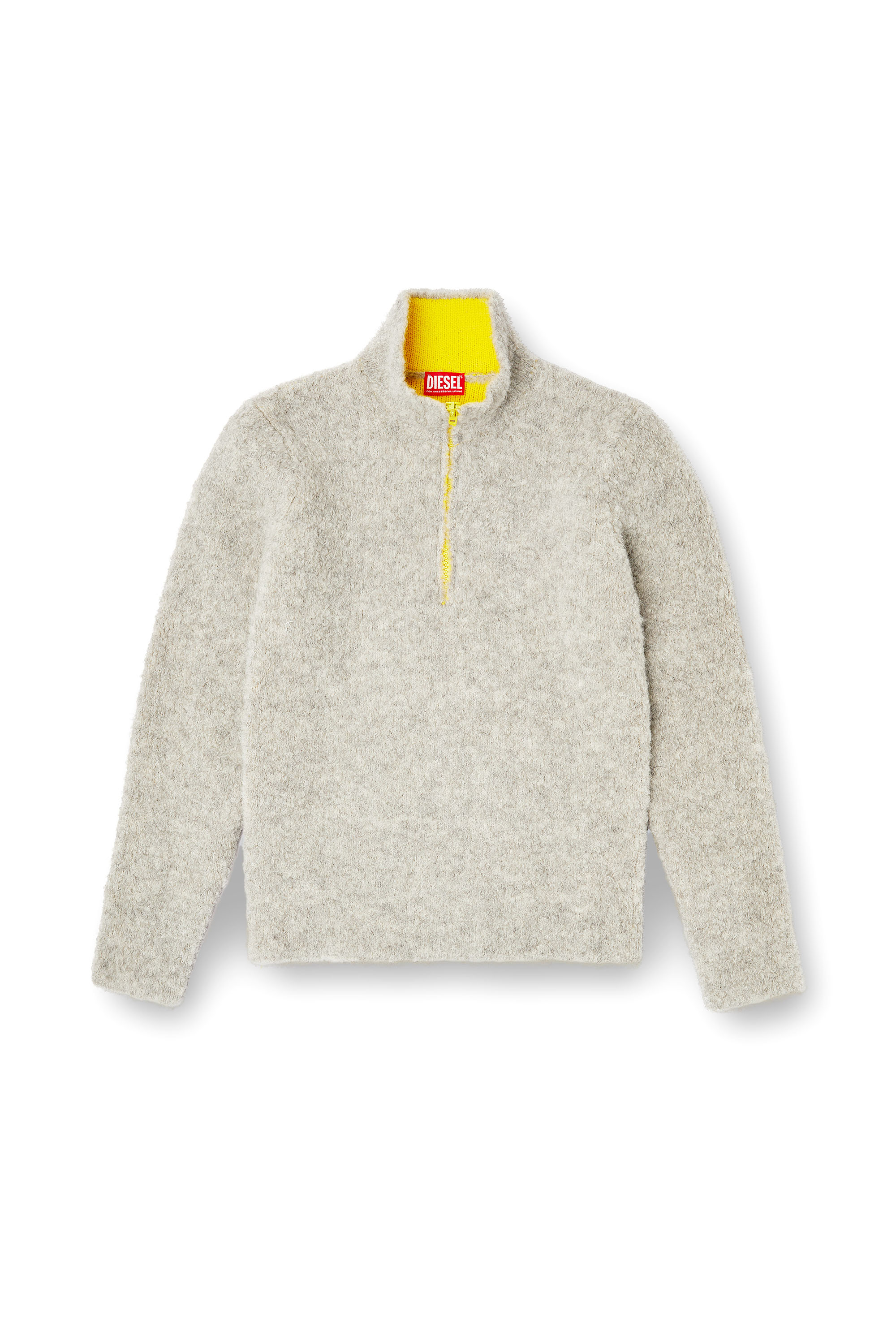 Diesel - K-ELLER, Man's Half-zip jumper with contrast interior in Grey - 3