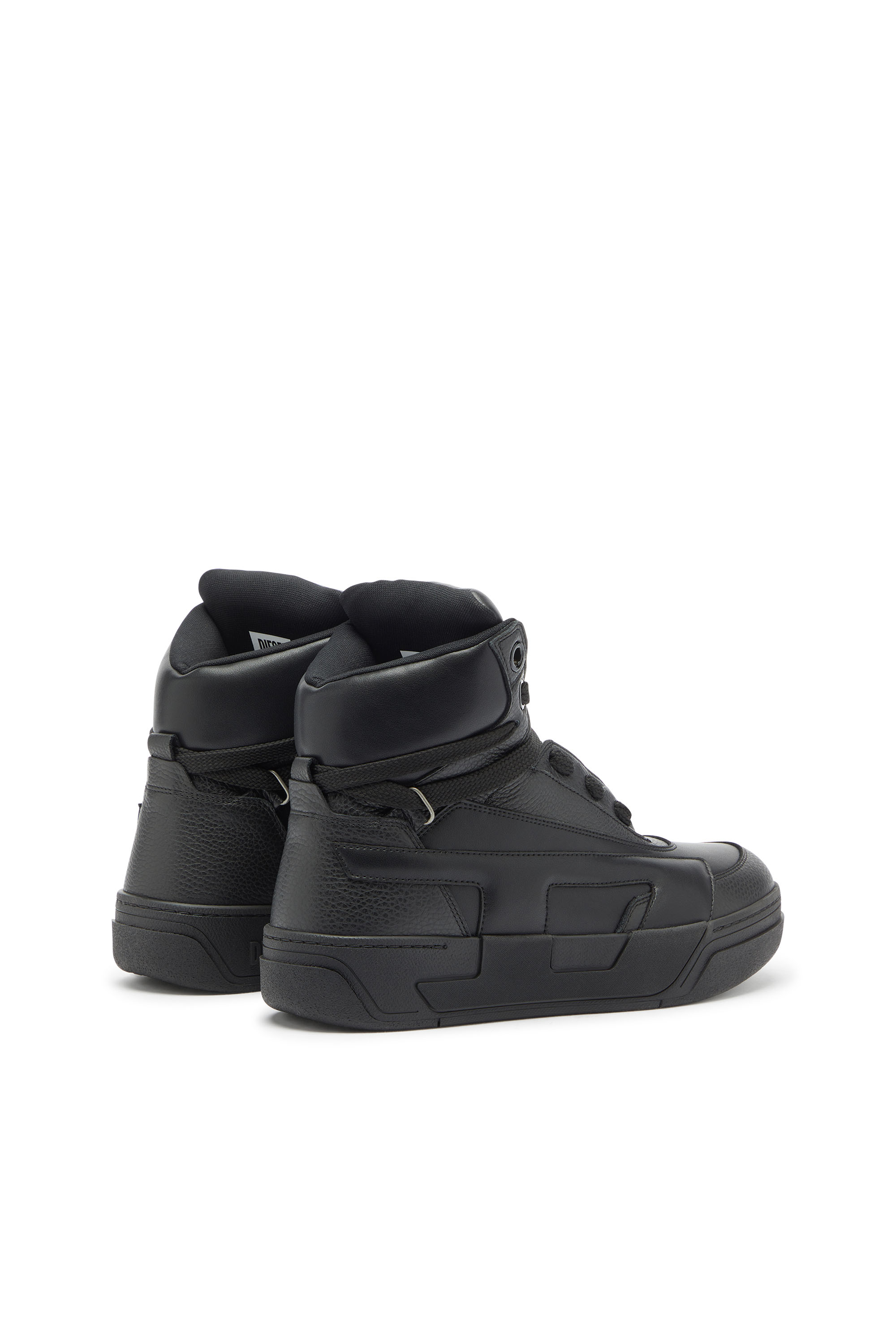 Diesel - S-D-OLLIE MID, Man's S-D-Ollie - High-top leather sneakers with D logo in Black - 3