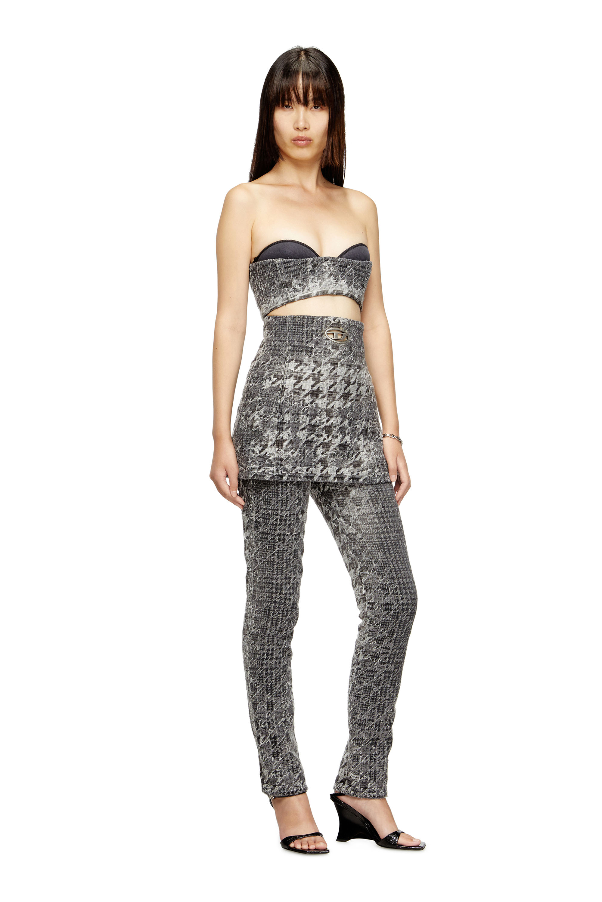 Diesel - DE-TOPPYS-FSH, Woman's Bralette in Prince of Wales jacquard denim in Black/White - 2