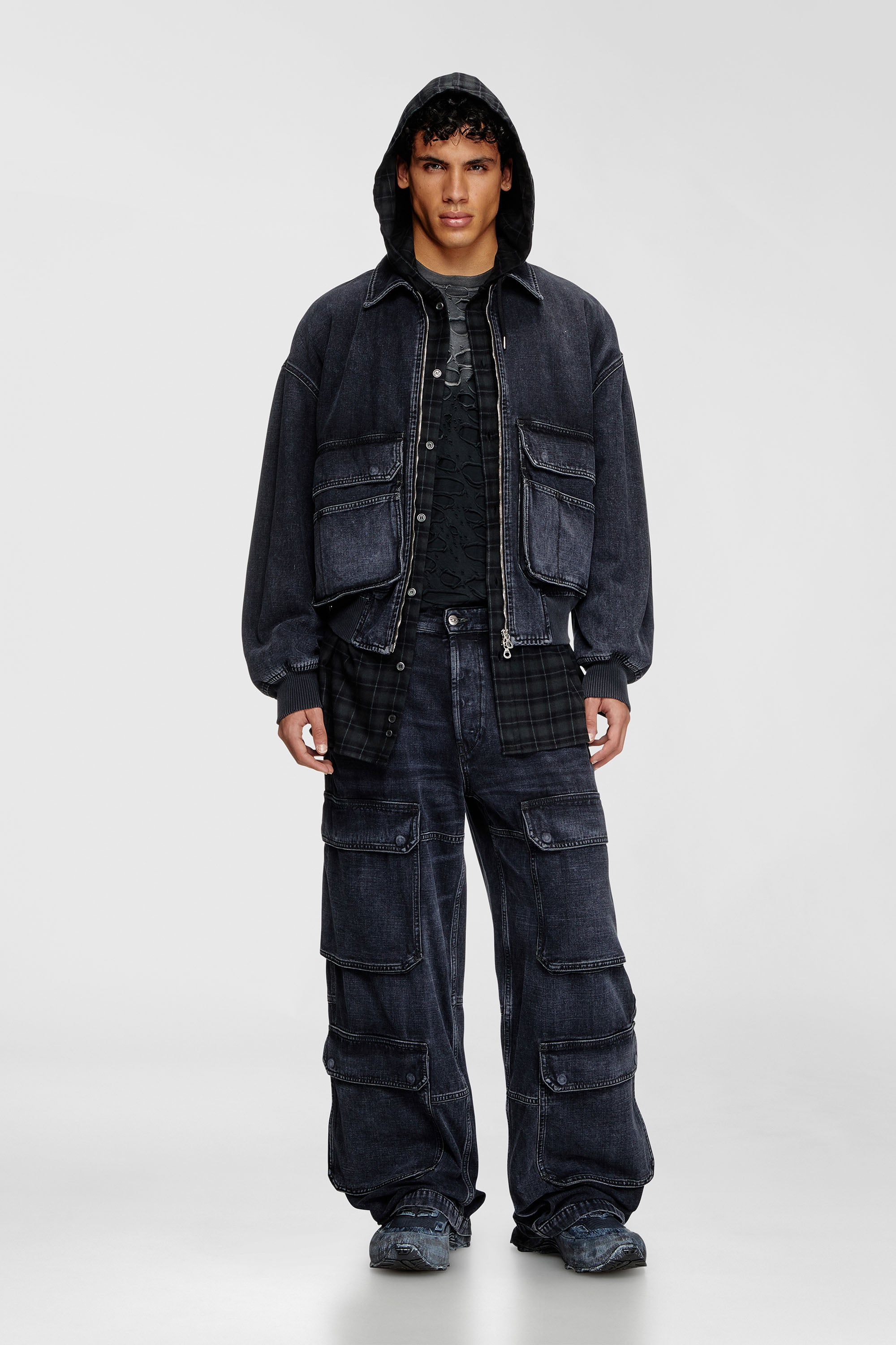 Women's Jacket in batavia-weave denim | Black | Diesel {{Country}}