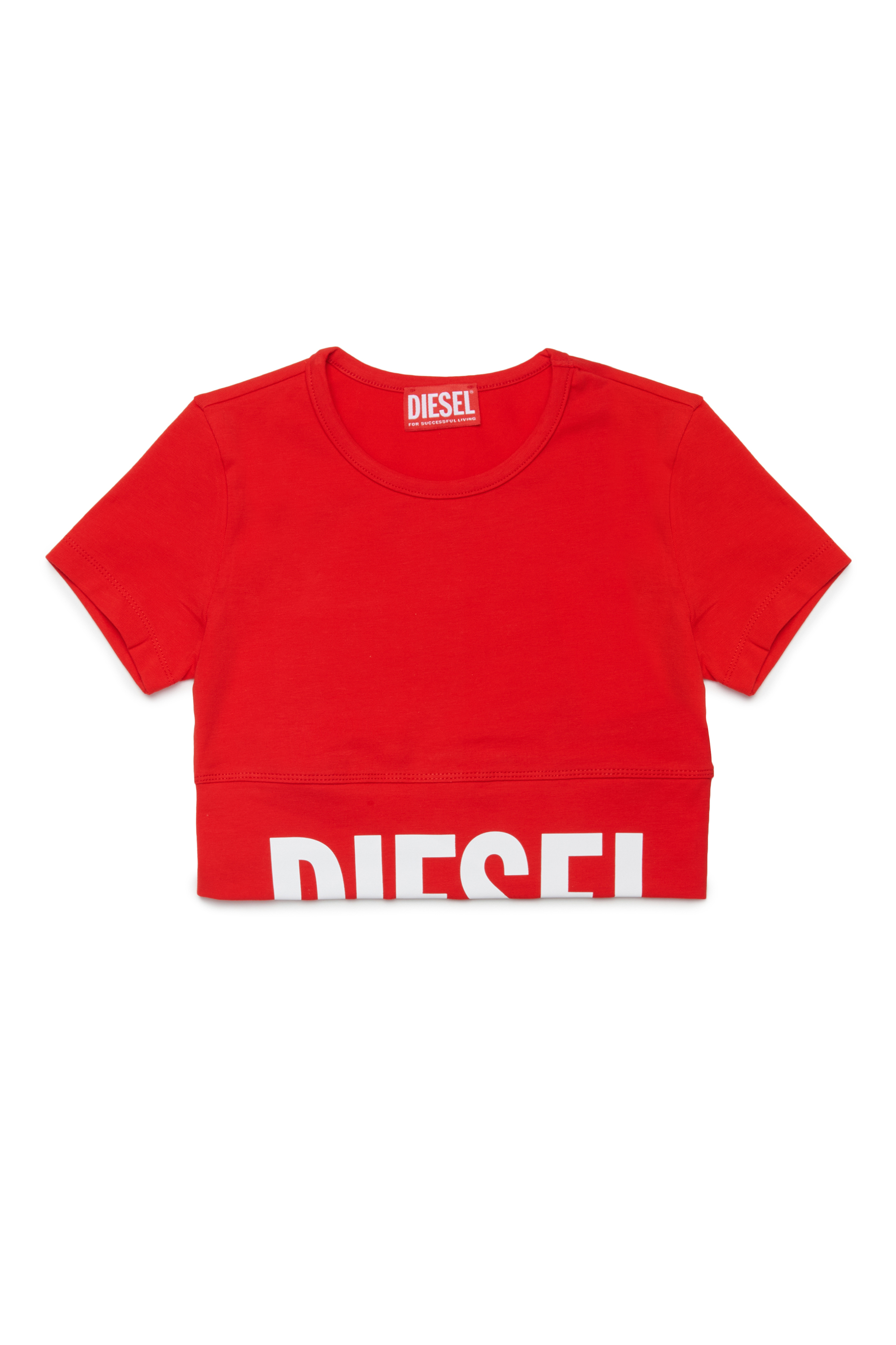 Diesel - TCEFY, Woman's Crop top with cut-off logo in Red - 1