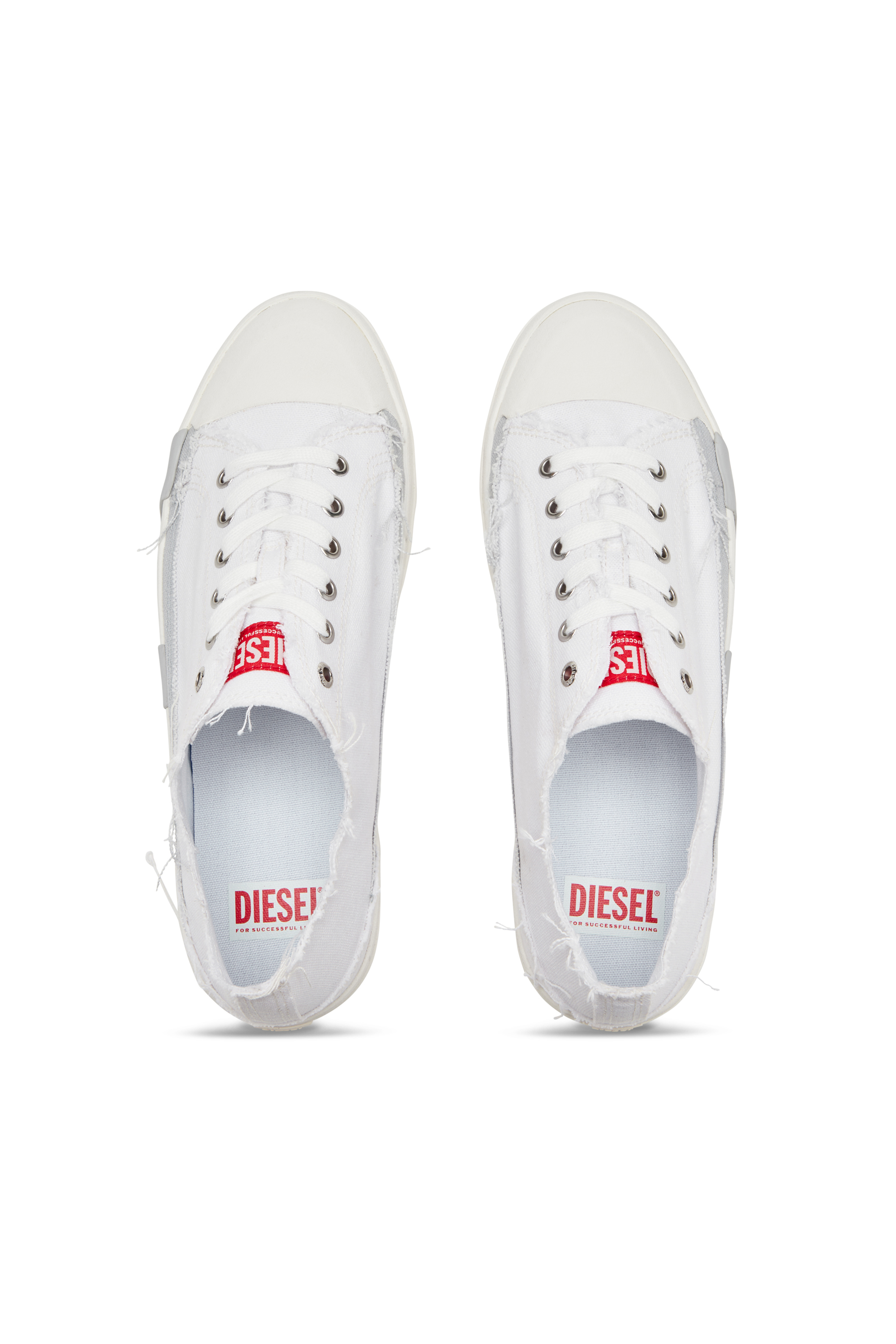 Diesel - S-D-VERSE LOW W, Woman's S-D-Verse-Sneakers in frayed canvas in White/Grey - 4
