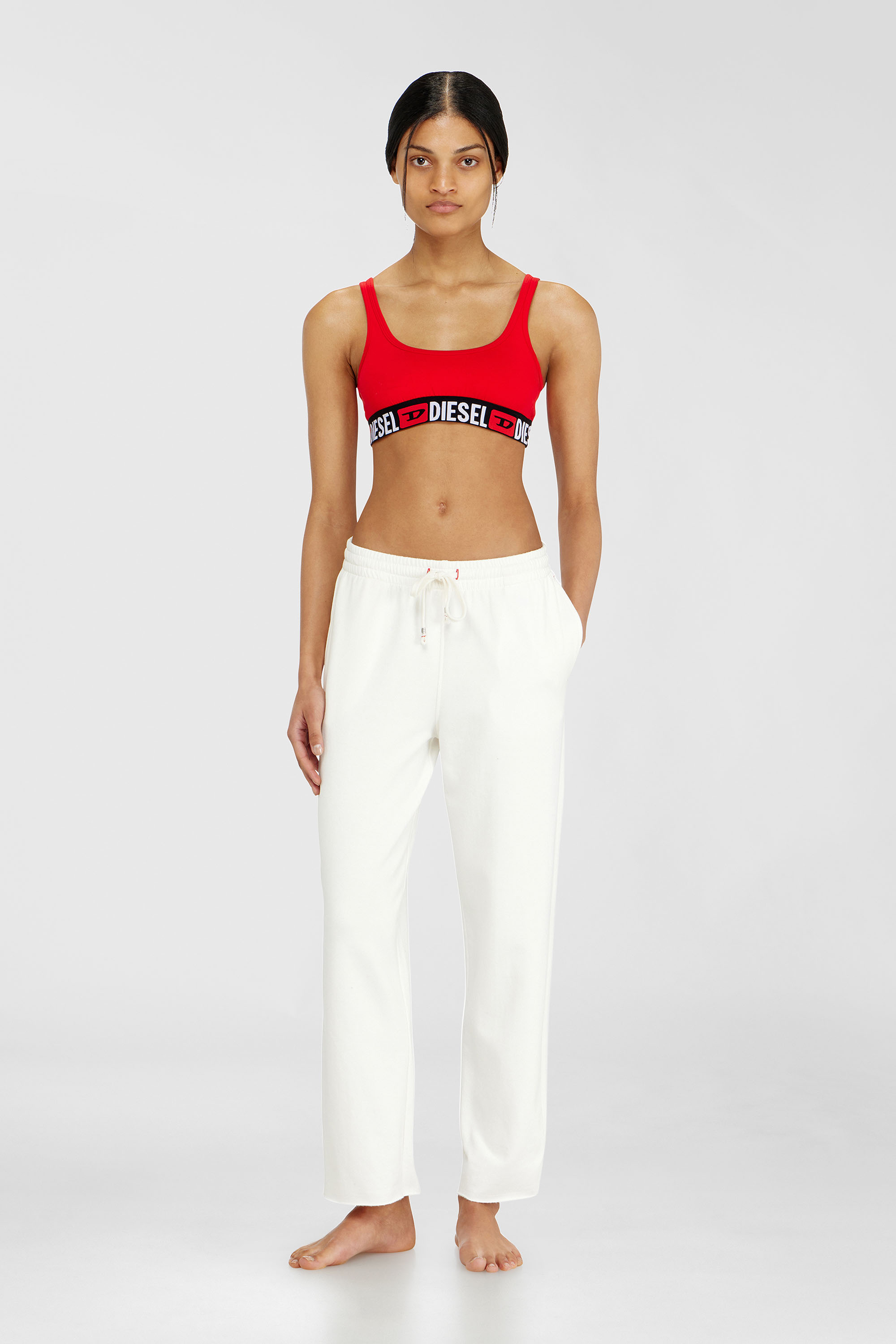 Diesel - INDRA-D-CORE, Woman's Peached sweatpants with raw hems in White - 2