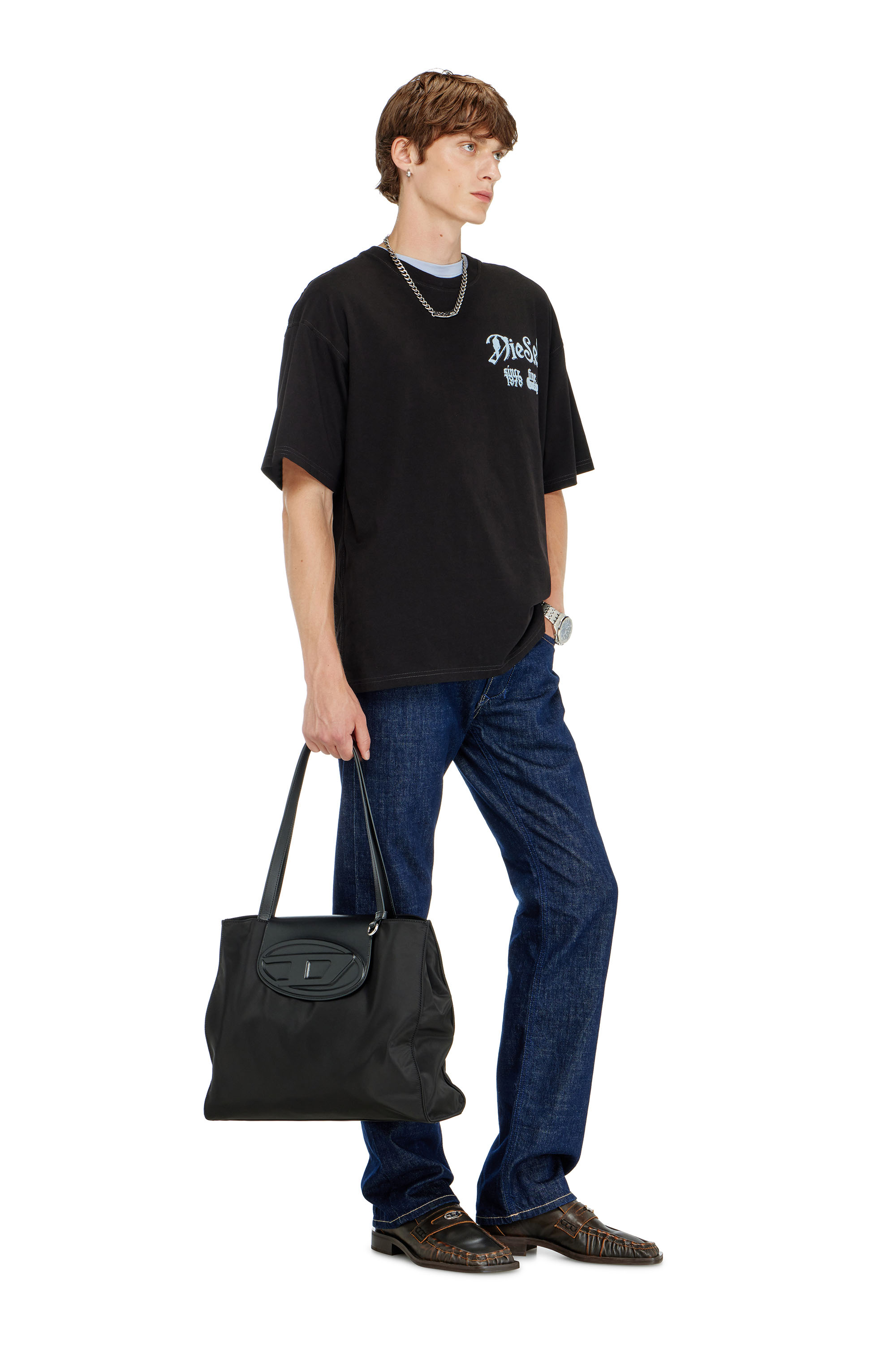 Diesel - T-BOXT-AA2, Man's Cotton T-shirt with flock graphic in Black - 1