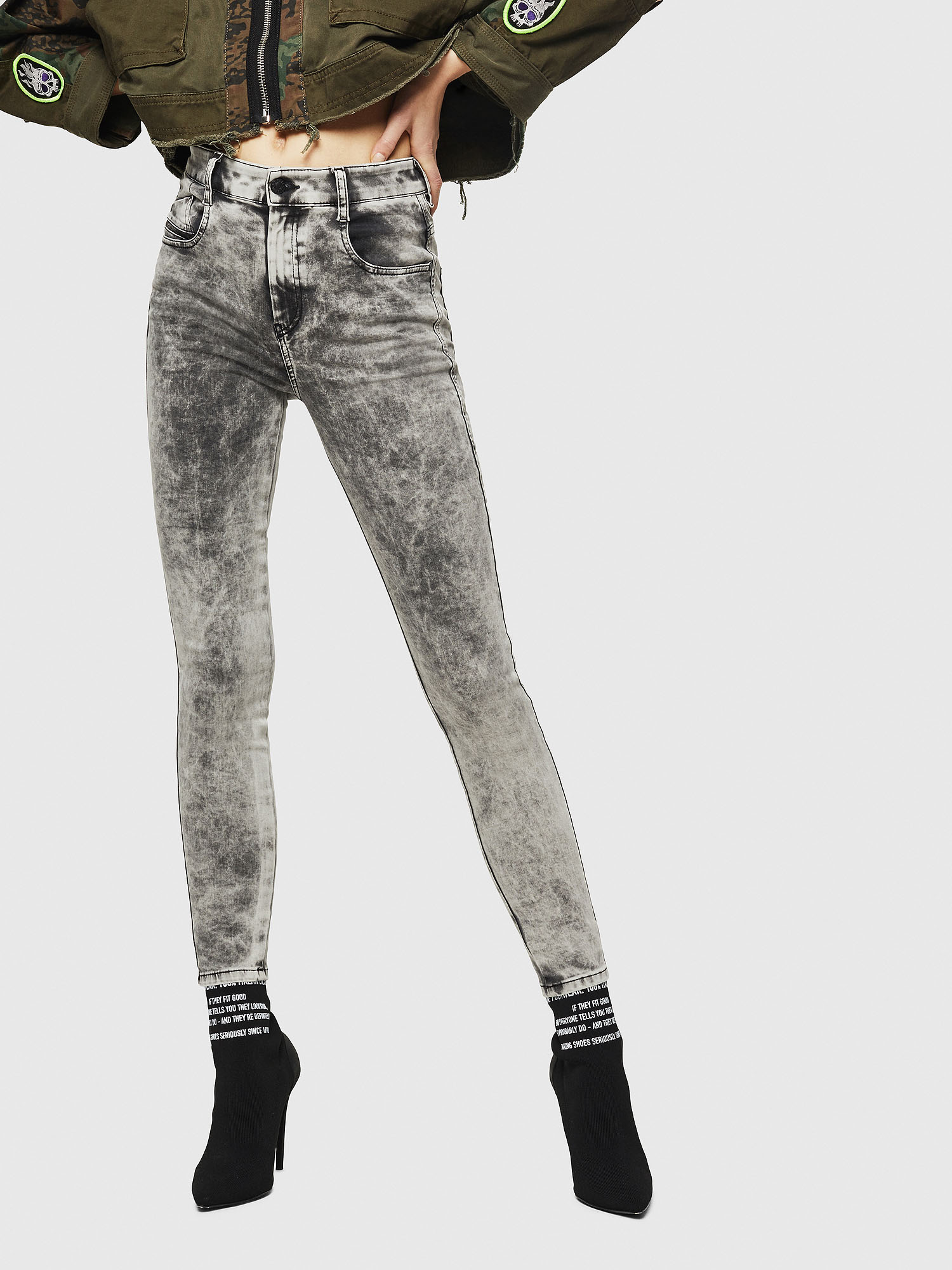 Slandy High 069GQ, Light Grey Diesel - Slandy High 069GQ, Light Grey - Jeans - Image 1