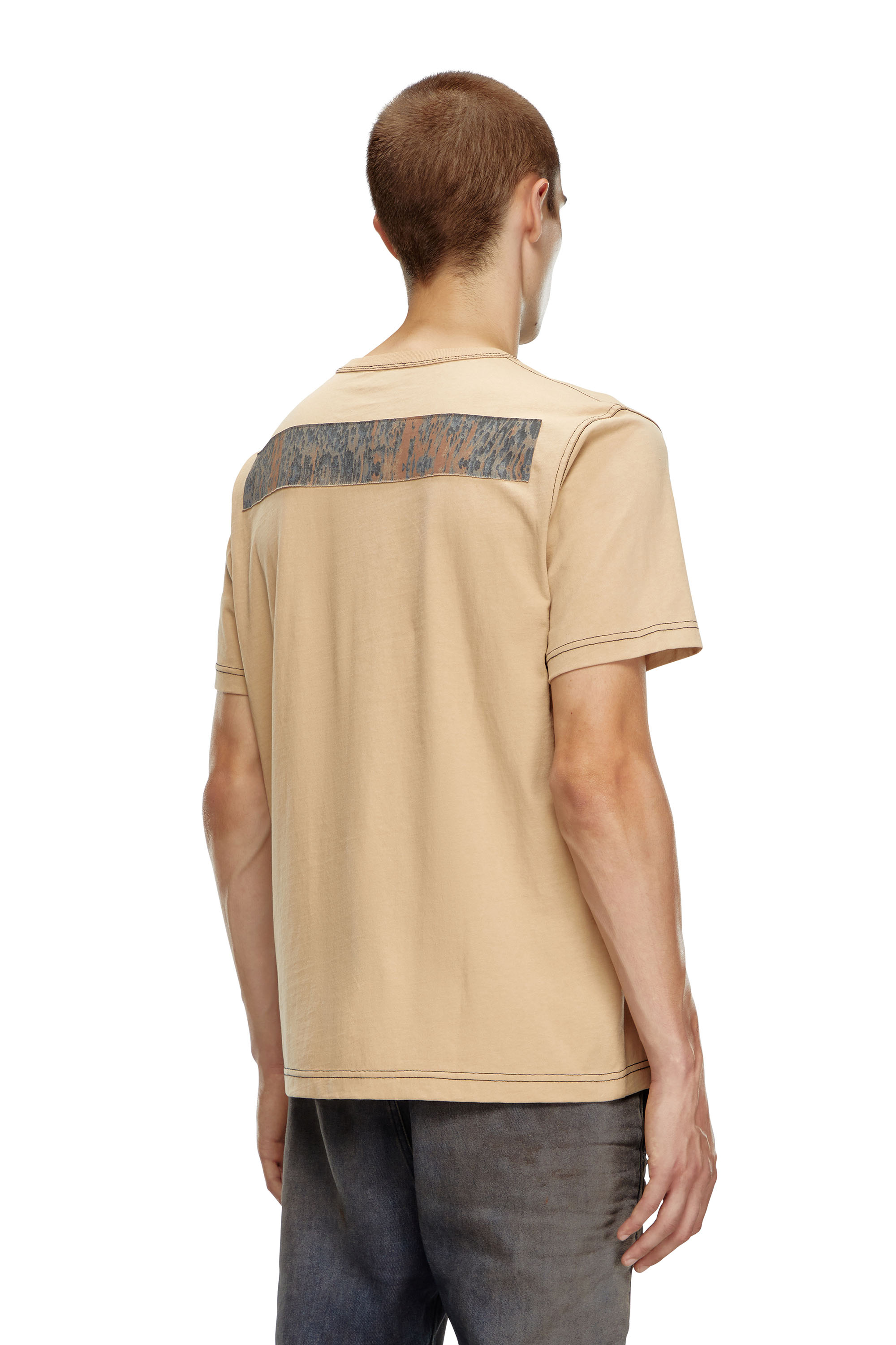 Diesel - T-ADJUST-Q1, Man's T-shirt with graphic patches in Light Brown - 4