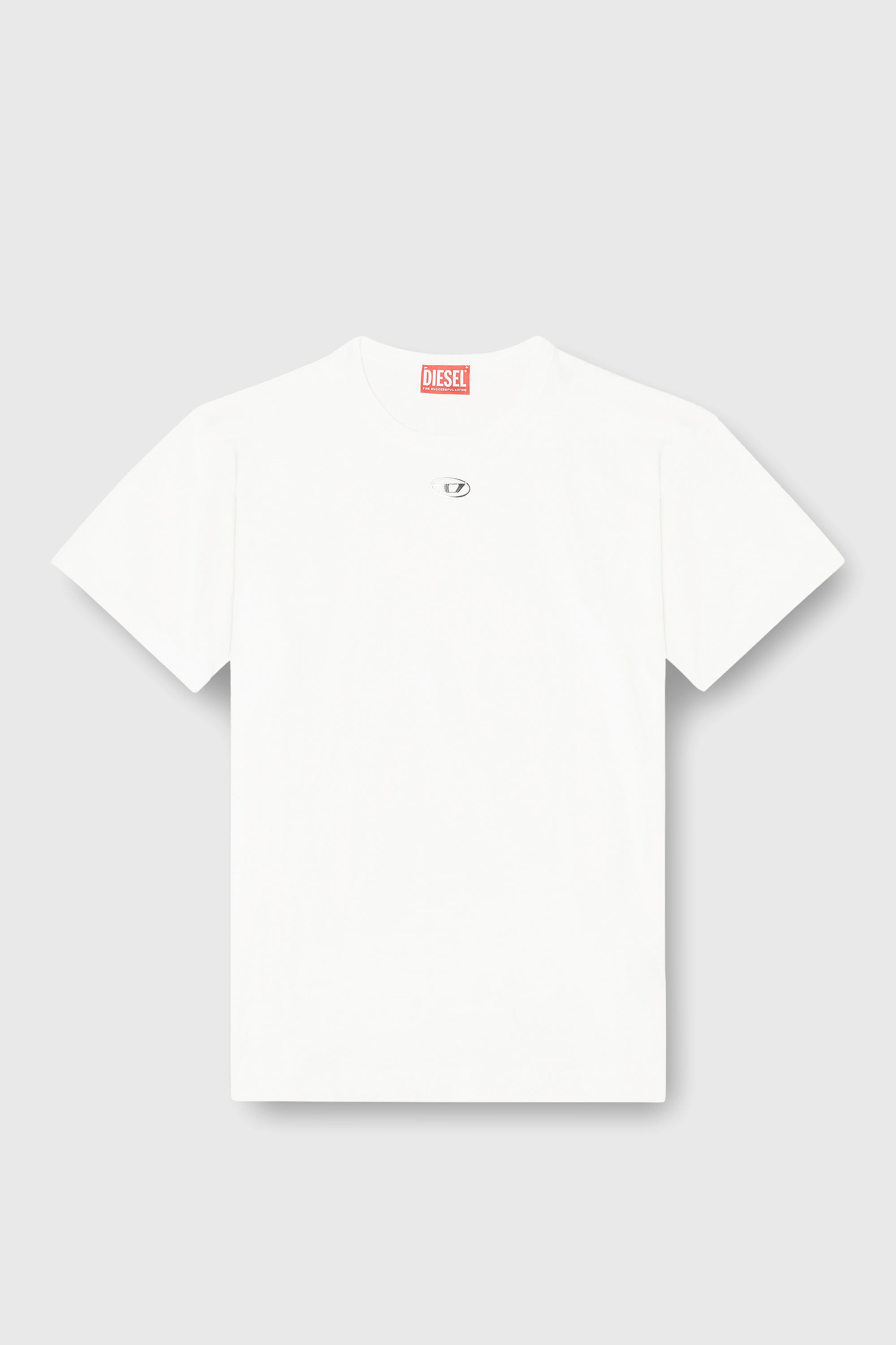 Diesel - T-NORMY-OD-S1, Woman's Cotton T-shirt with metallic Oval D in White - 2