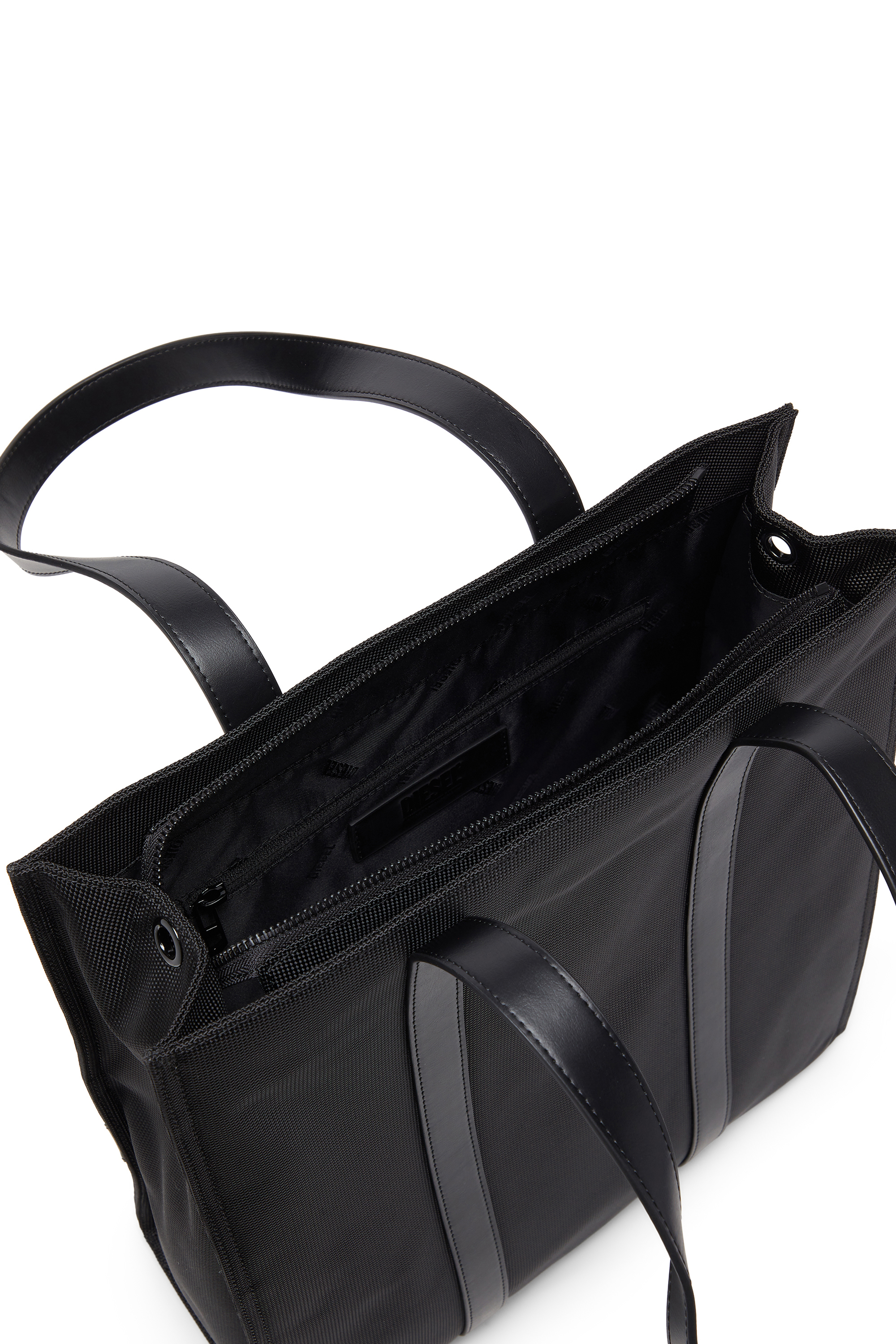 Diesel - MULTI-PKTS TOTE X, Unisex's Multi-Pkts - Shopping bag with flap pocket and zip in Black - 3