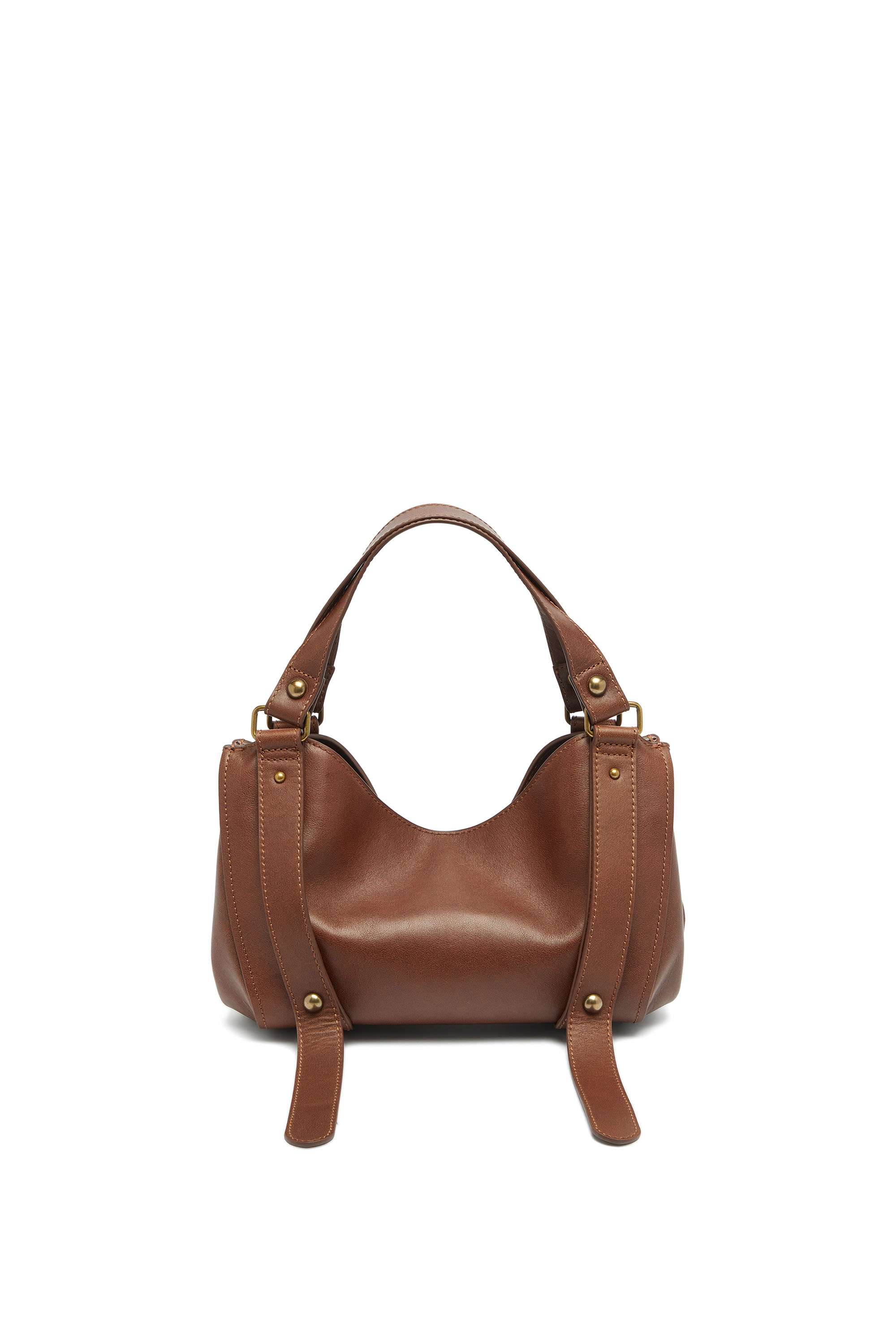 Diesel - D-ONE TOPHANDLE S, Woman's D-One-Small top-handle bag in treated leather in Brown - 2