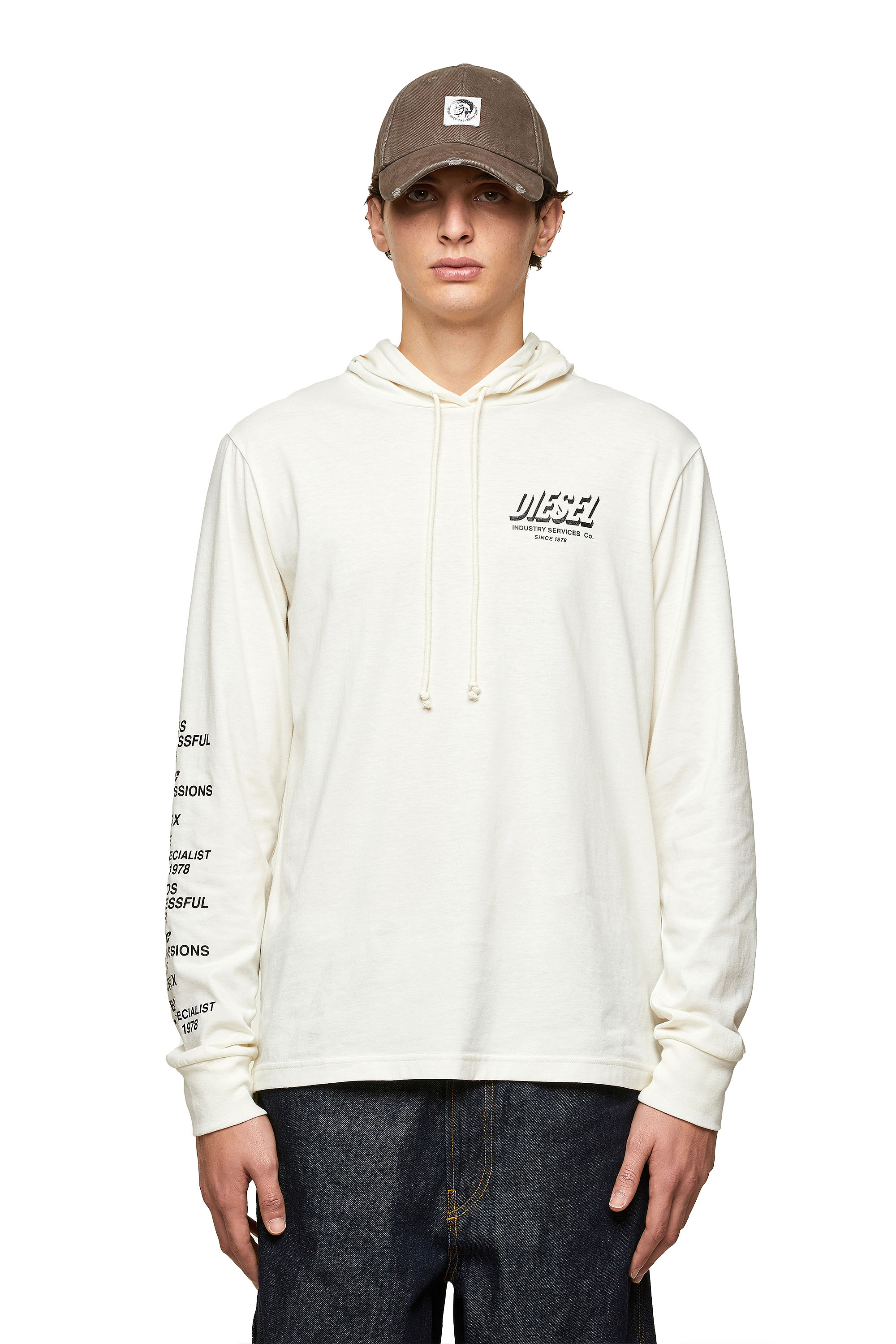 T-JUST-LS-HOOD-SLITS, White Diesel - T-JUST-LS-HOOD-SLITS, White - T-Shirts - Image 1