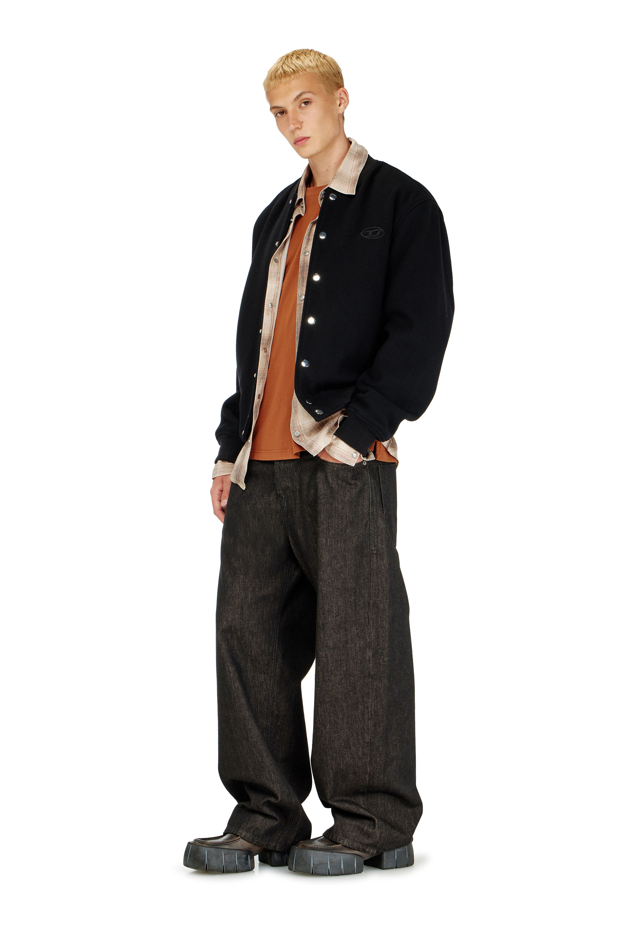 Diesel - J-ARRY-WRD, Man's Bomber jacket in felted wool blend in Black - 2