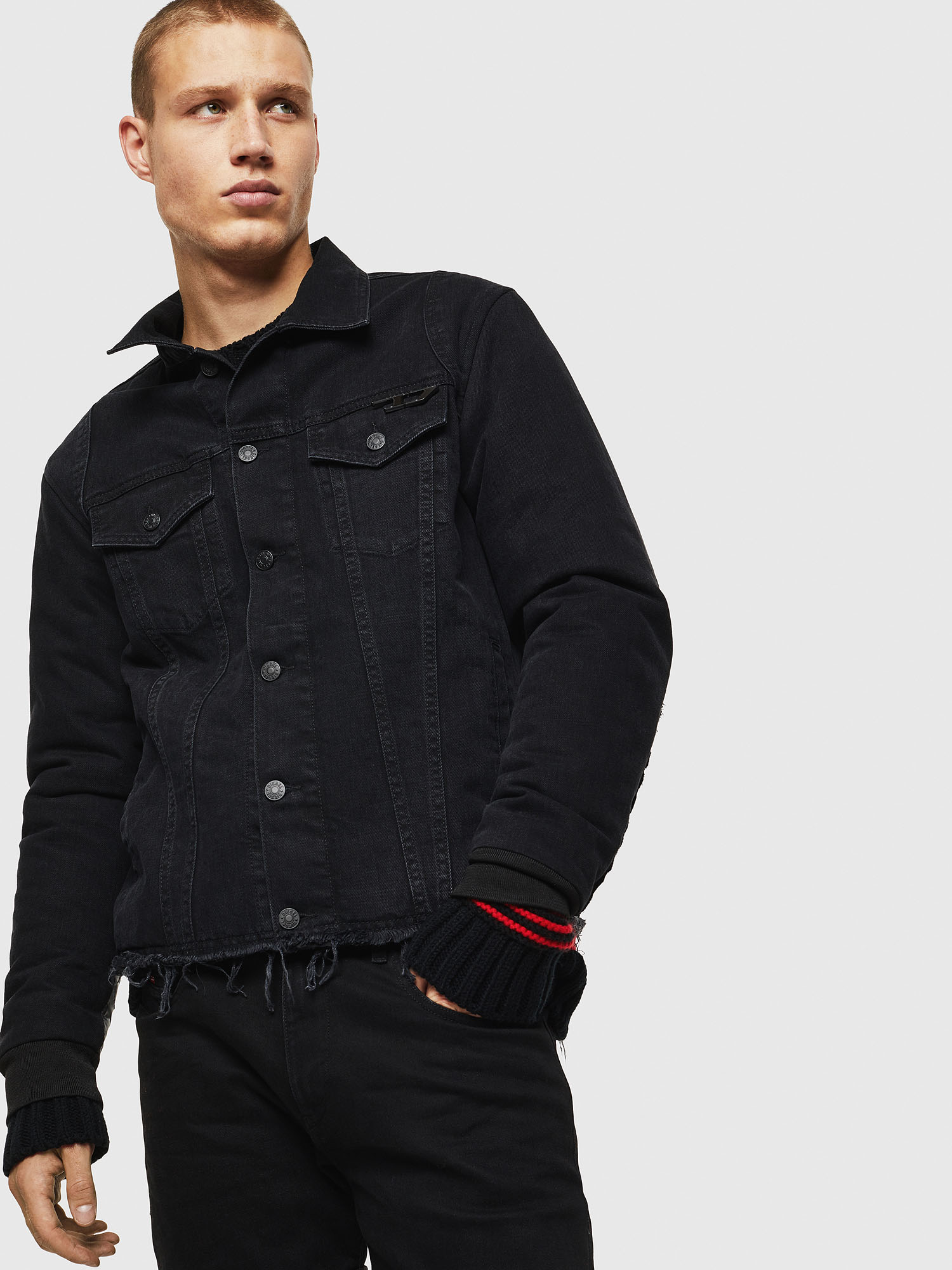 D-BLIT, Black/Dark grey Diesel - D-BLIT, Black/Dark grey - Denim Jackets - Image 1