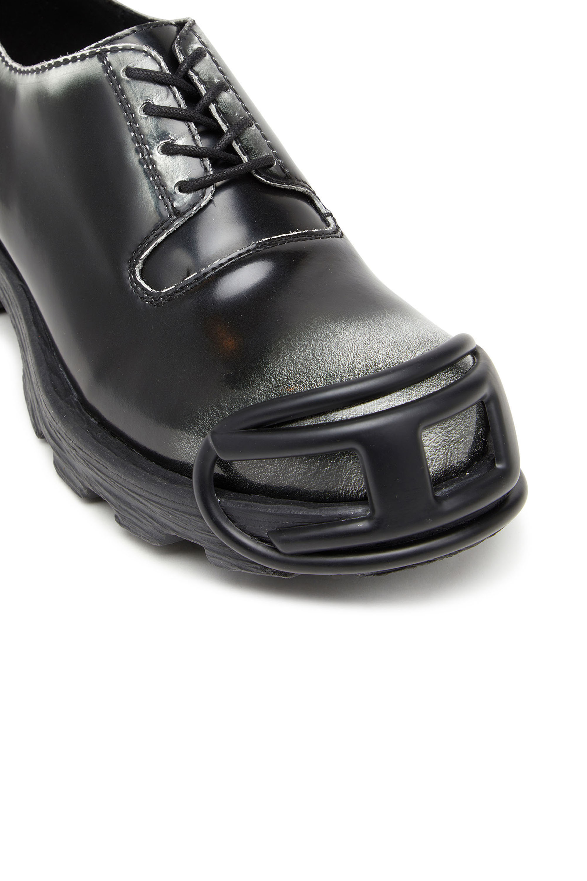 Diesel - D-HAMMER SO D, Man's D-Hammer-Derby shoes in shiny two-tone leather in Black/White - 6