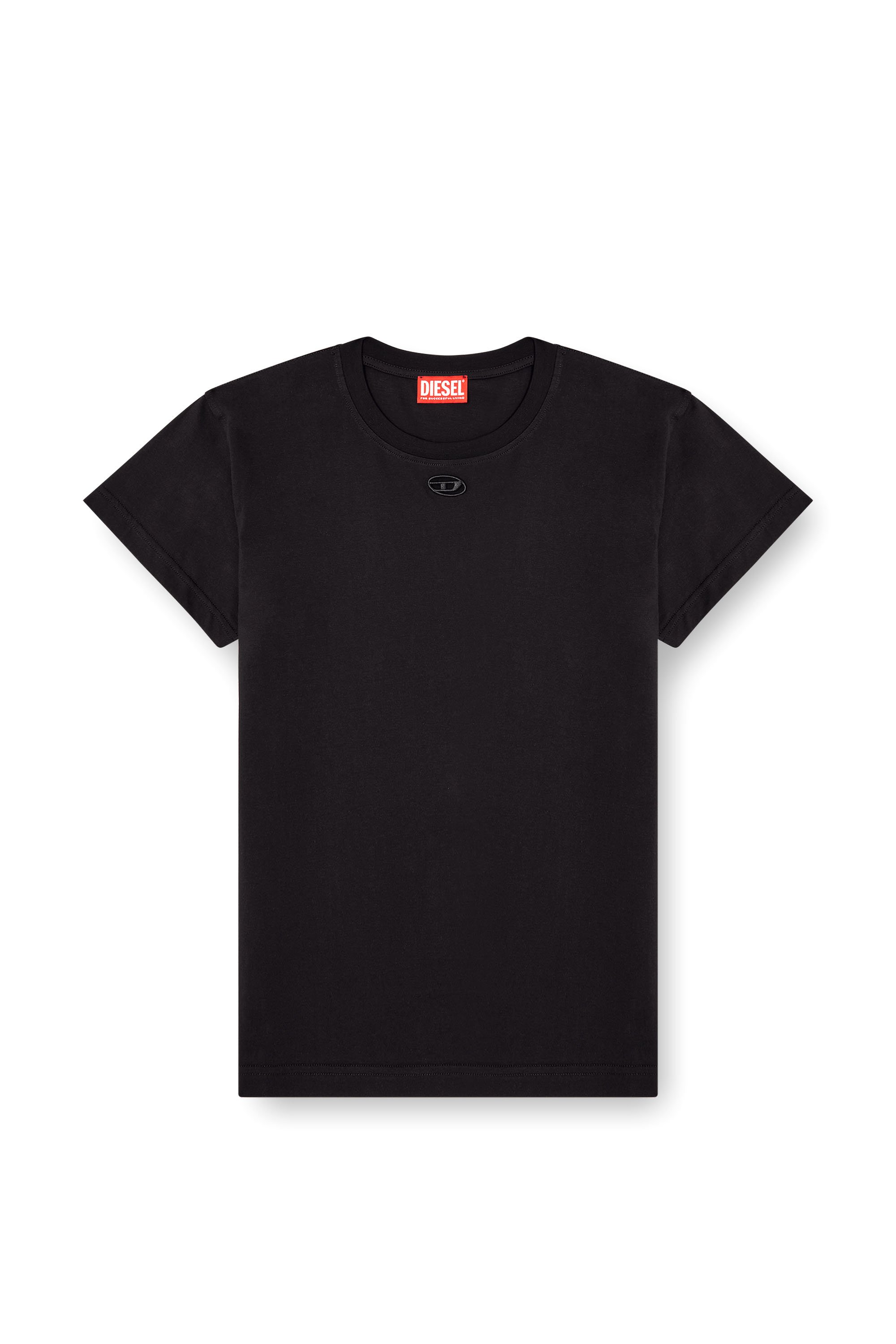 Diesel - T-MAREY, Woman's T-shirt with small Oval D in Black - 4