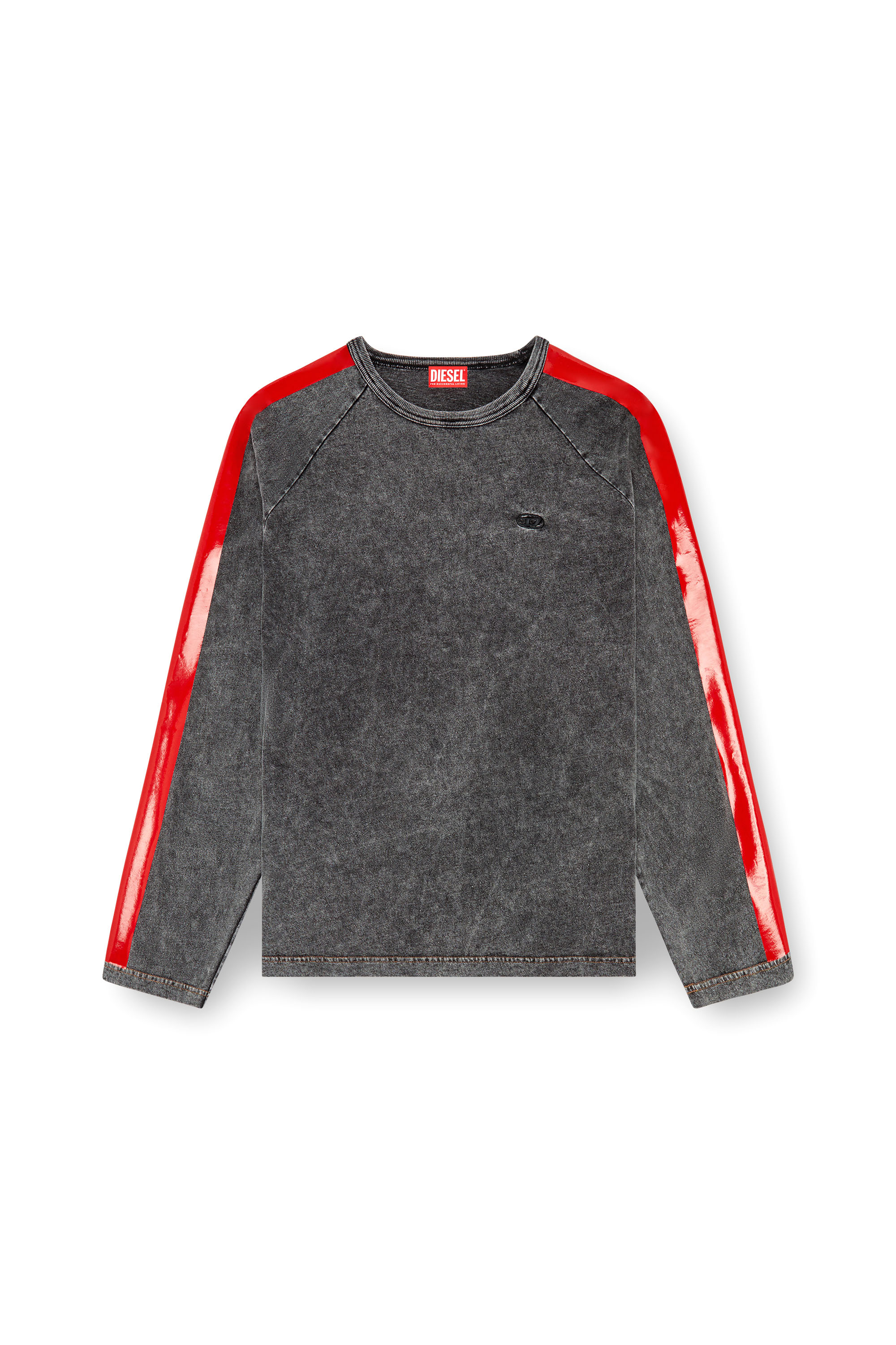 Diesel - T-REDROXT, Man's Long-sleeve T-shirt with glossy bands in Black - 3