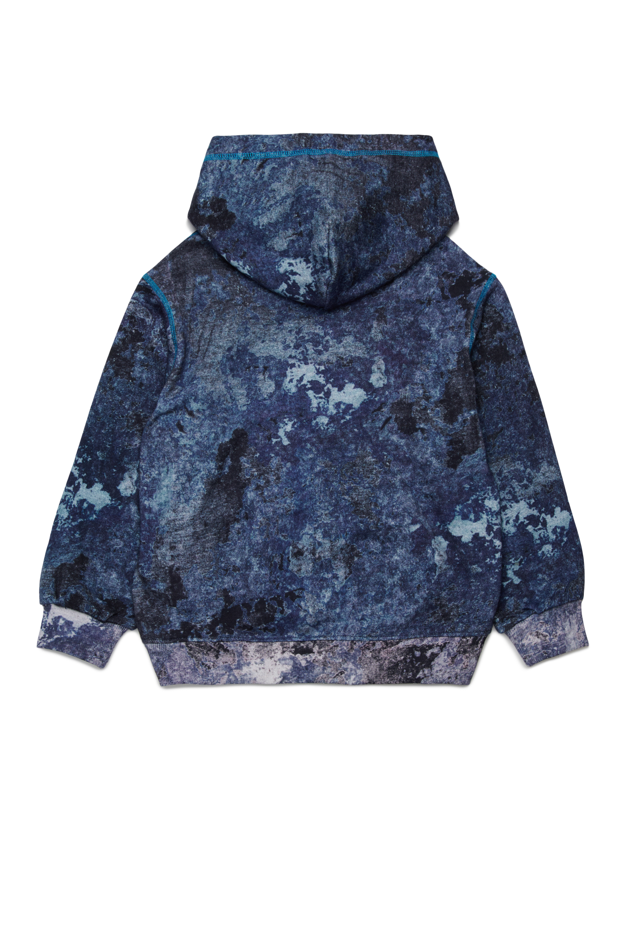 Diesel - SMIM OVER, Man's Hoodie with all-over marble print in Blue - 2
