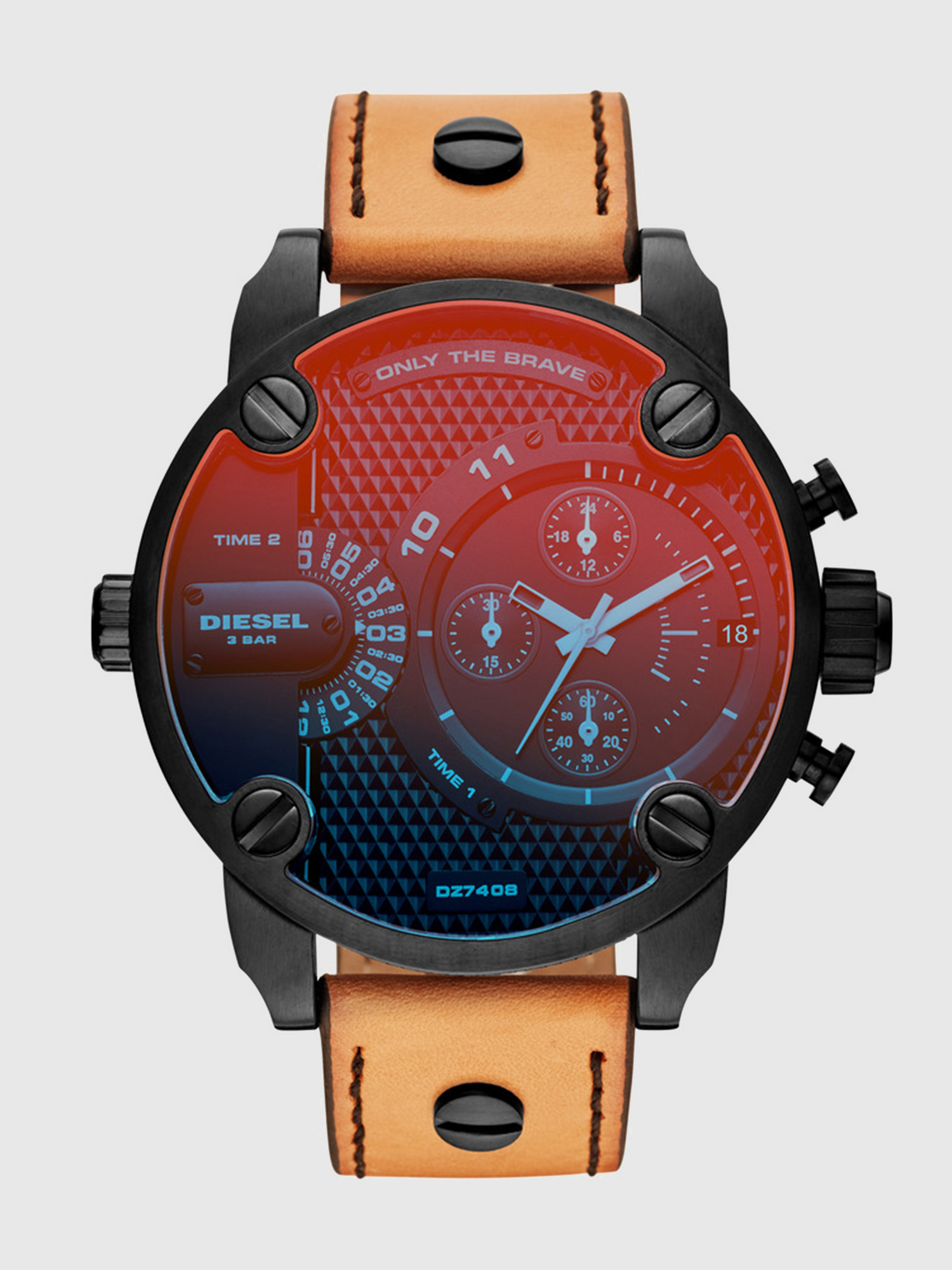 DIESEL Sideshow Men 3 Time Zones Iridescent Dial Black