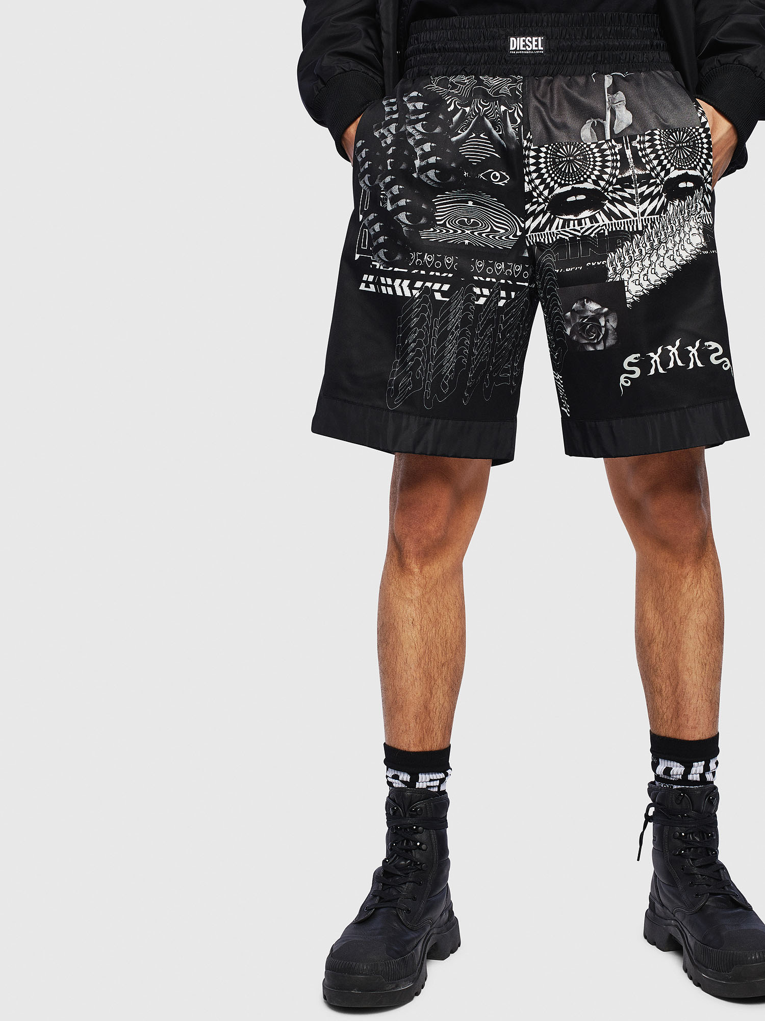 P-KUMI-PRINT-A, Black Diesel - P-KUMI-PRINT-A, Black - Shorts - Image 1