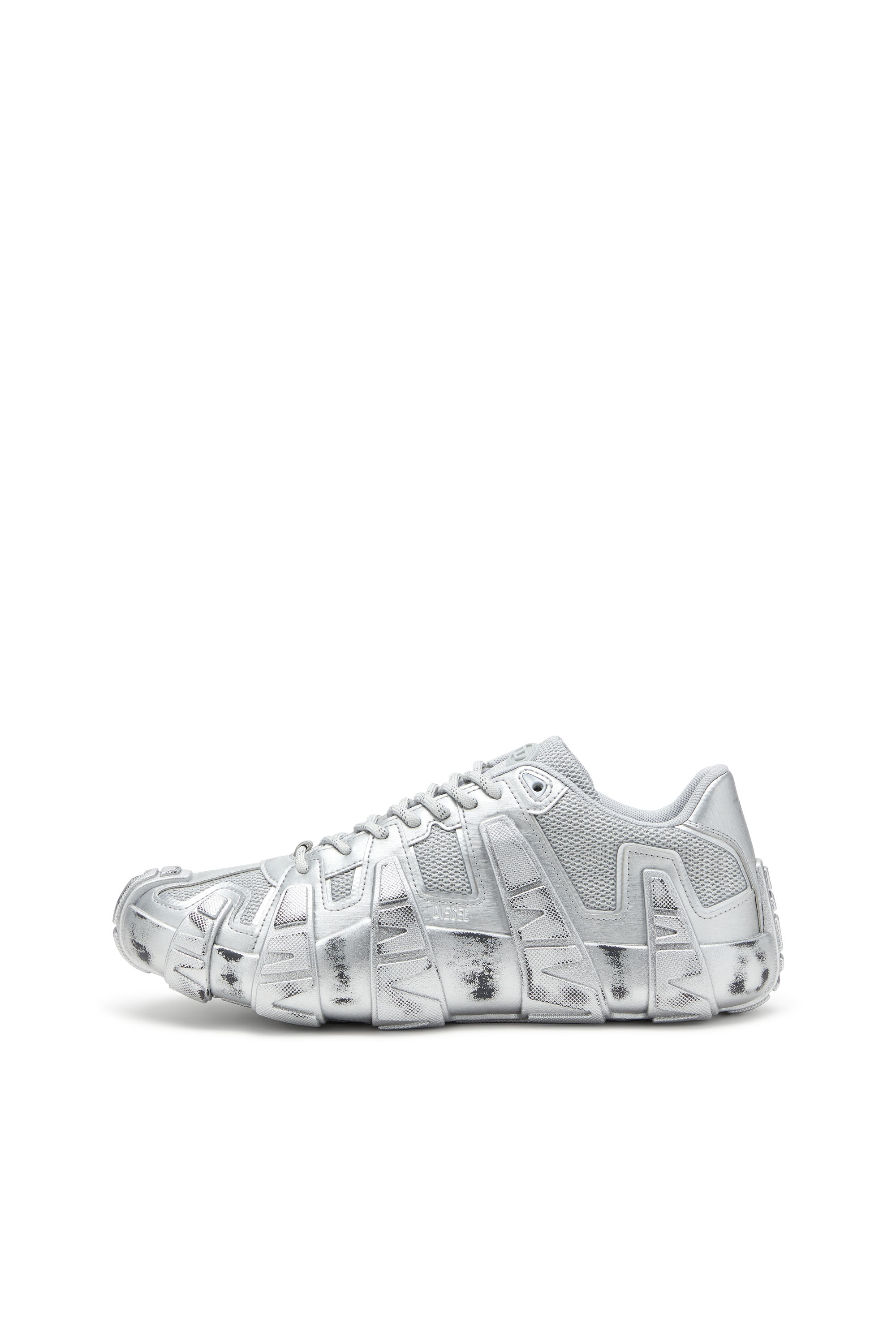Diesel - S-D-GRIFFE LOW, Man's S-D-Griffe-Metallic sneakers in mesh and PU in Silver - 8