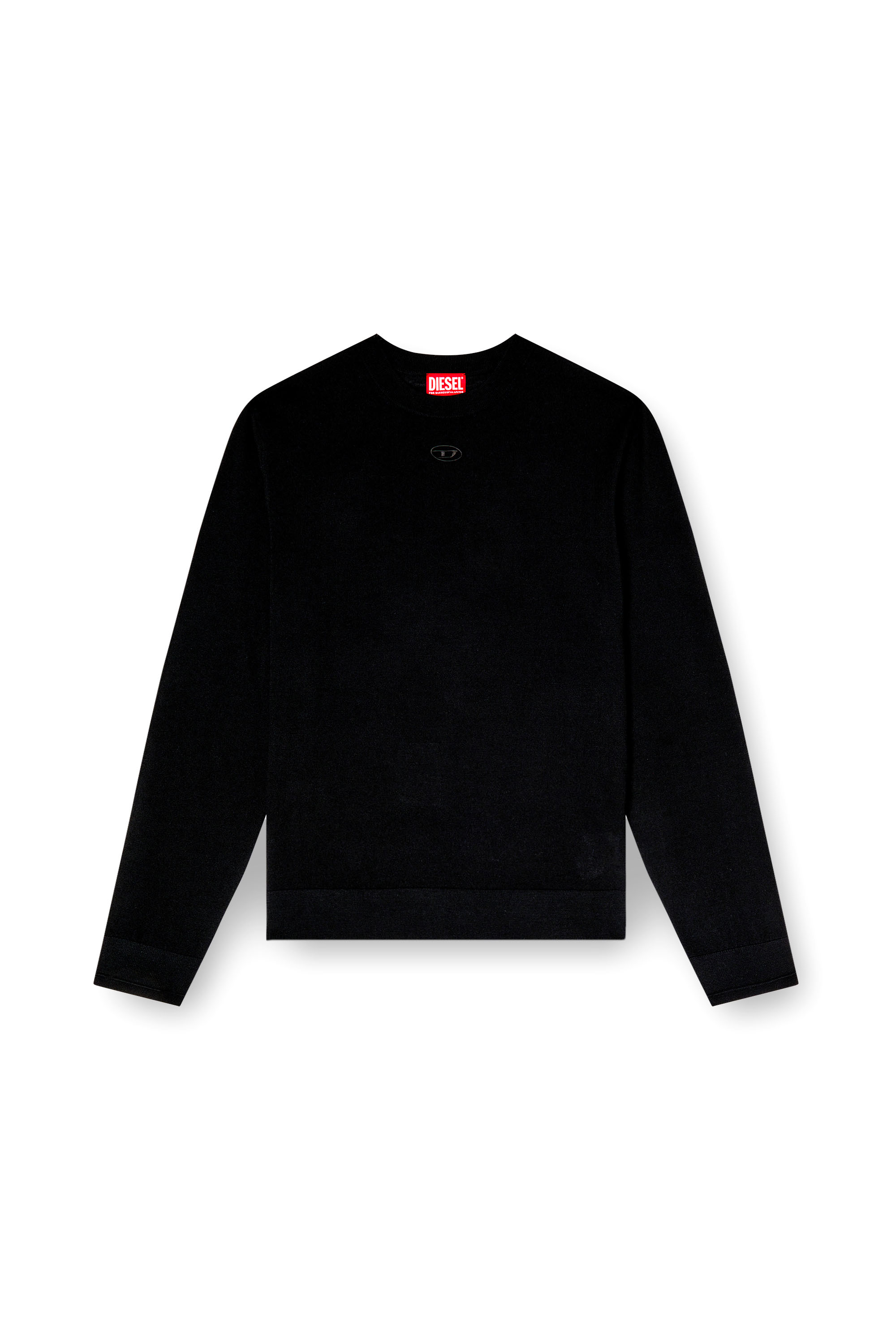 Diesel - K-VALIAM, Man's Wool jumper with cut-out logo in Black - 3
