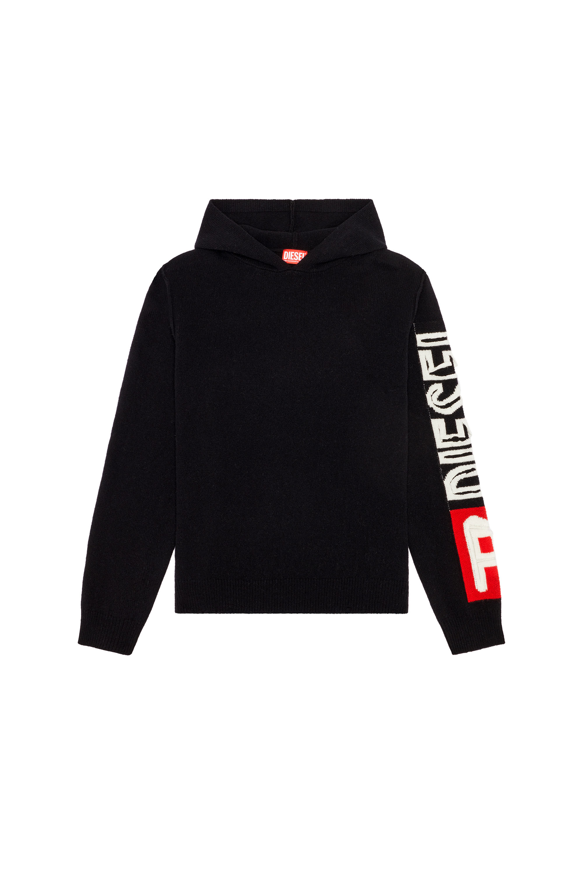 Diesel - K-TELENDO, Man Wool hoodie with cut-up logo in Black - Image 3