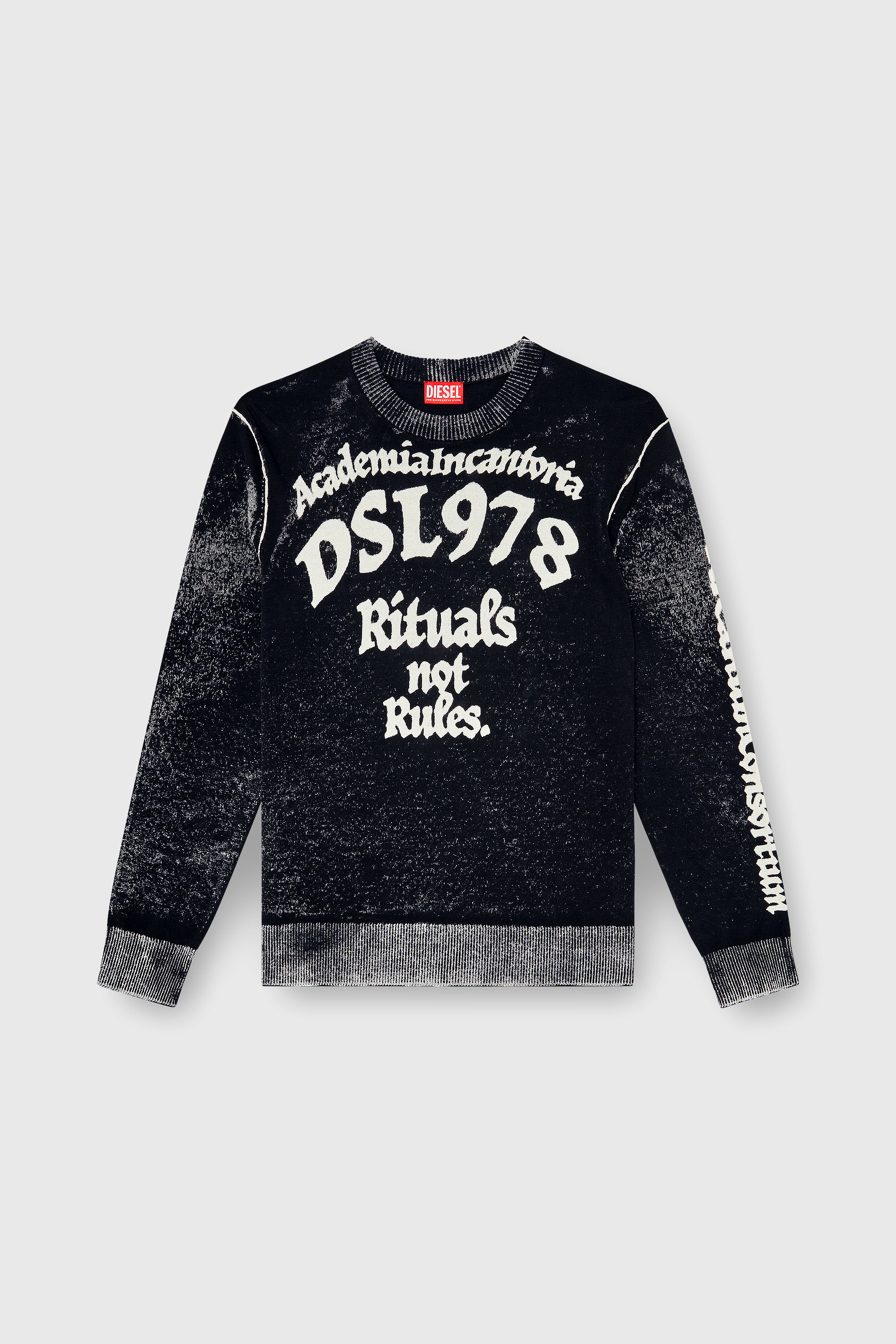 Diesel - K-LAUTI, Man's Treated cotton jumper with slogan in White/Black - 2