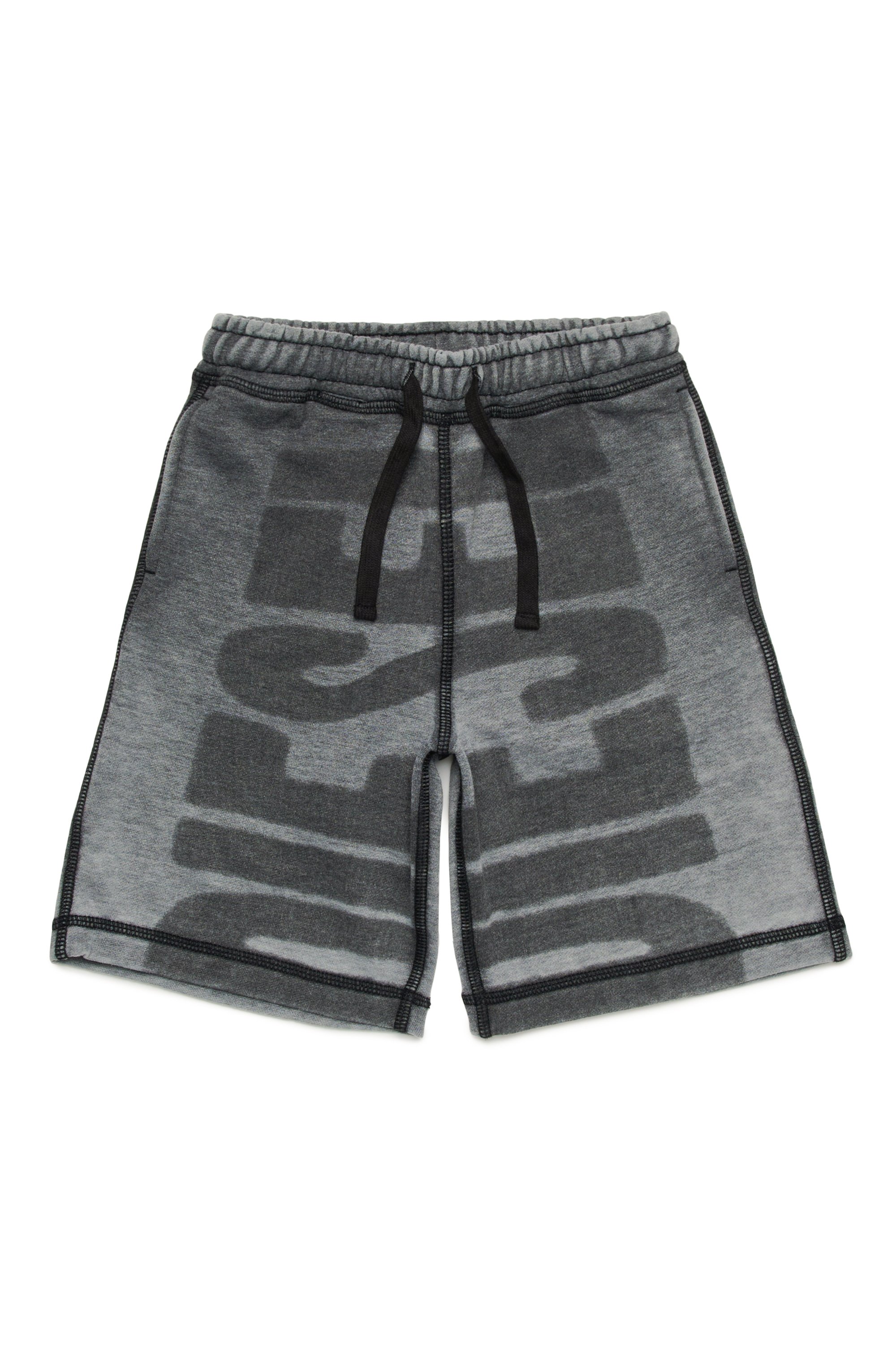 Diesel - PROWN, Man's Burnout shorts with logo in Black - 1