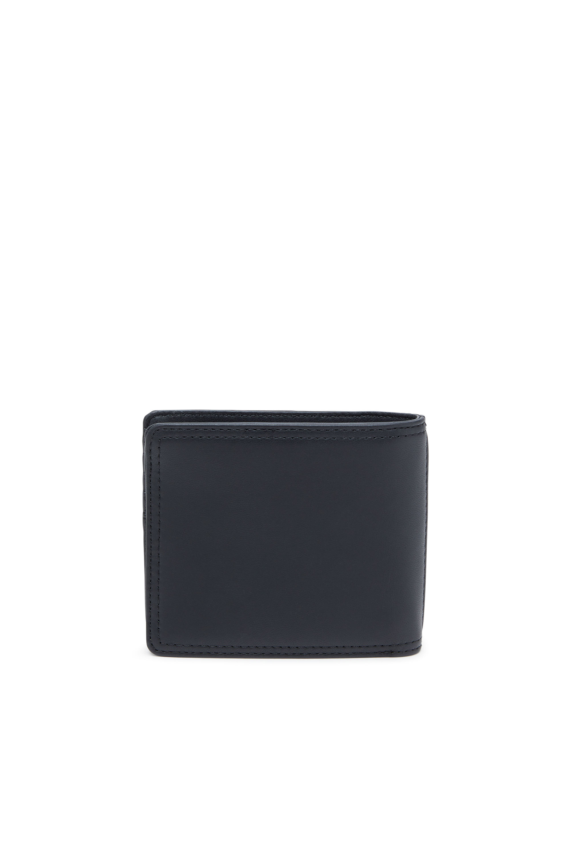 Diesel - MULTI-PKTS BI FOLD COIN S 3D, Man's Leather bi-fold wallet with metal logo plaque in Black - 2