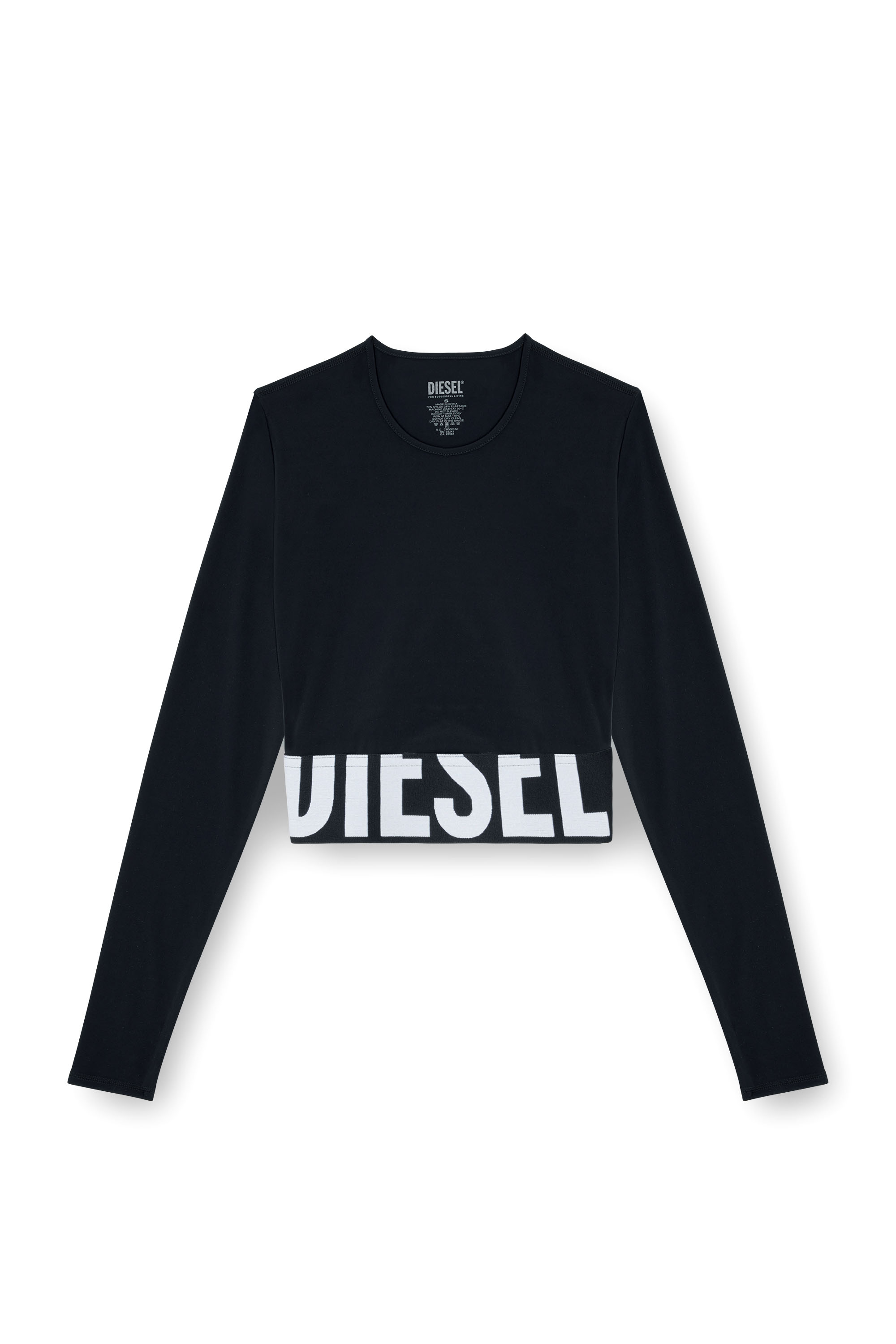 Women's Microfibre crop top with cut-off logo | Black | Diesel