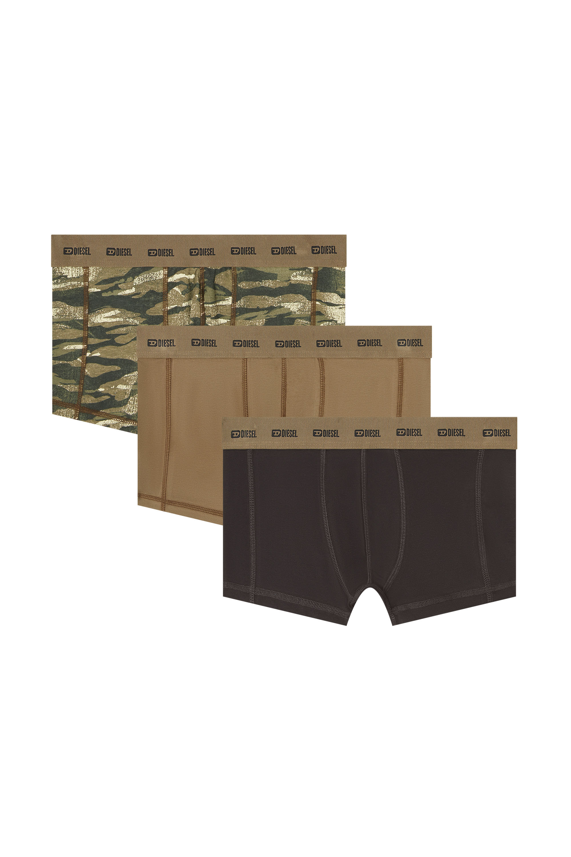 Diesel - DAMIEN-UTLT-3PACK, Man's 3-pack of boxer briefs plain and camo in Military Green - 2