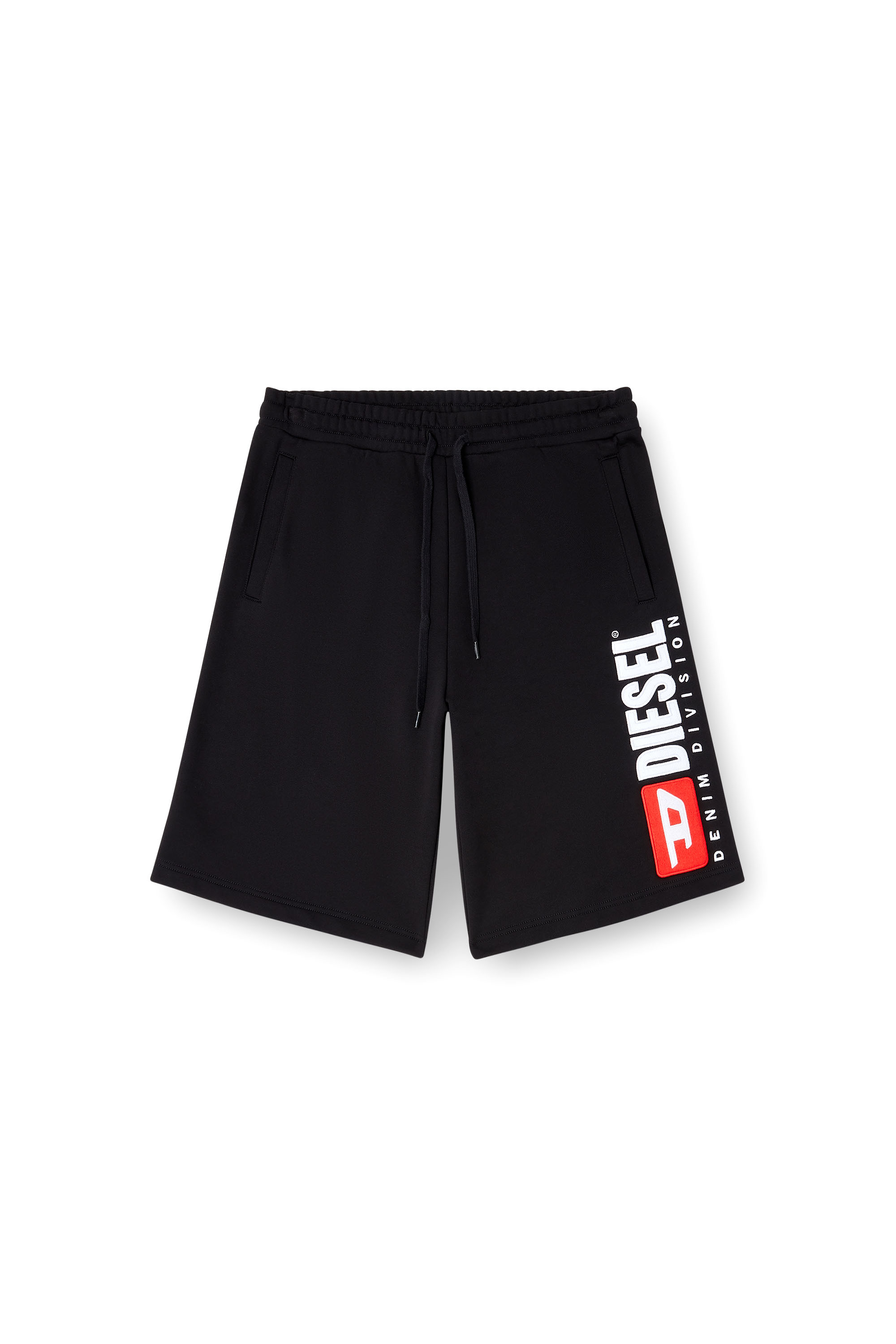 Diesel - P-CROW-DIV, Man's Fleece shorts with maxi logo patch in Black - 3